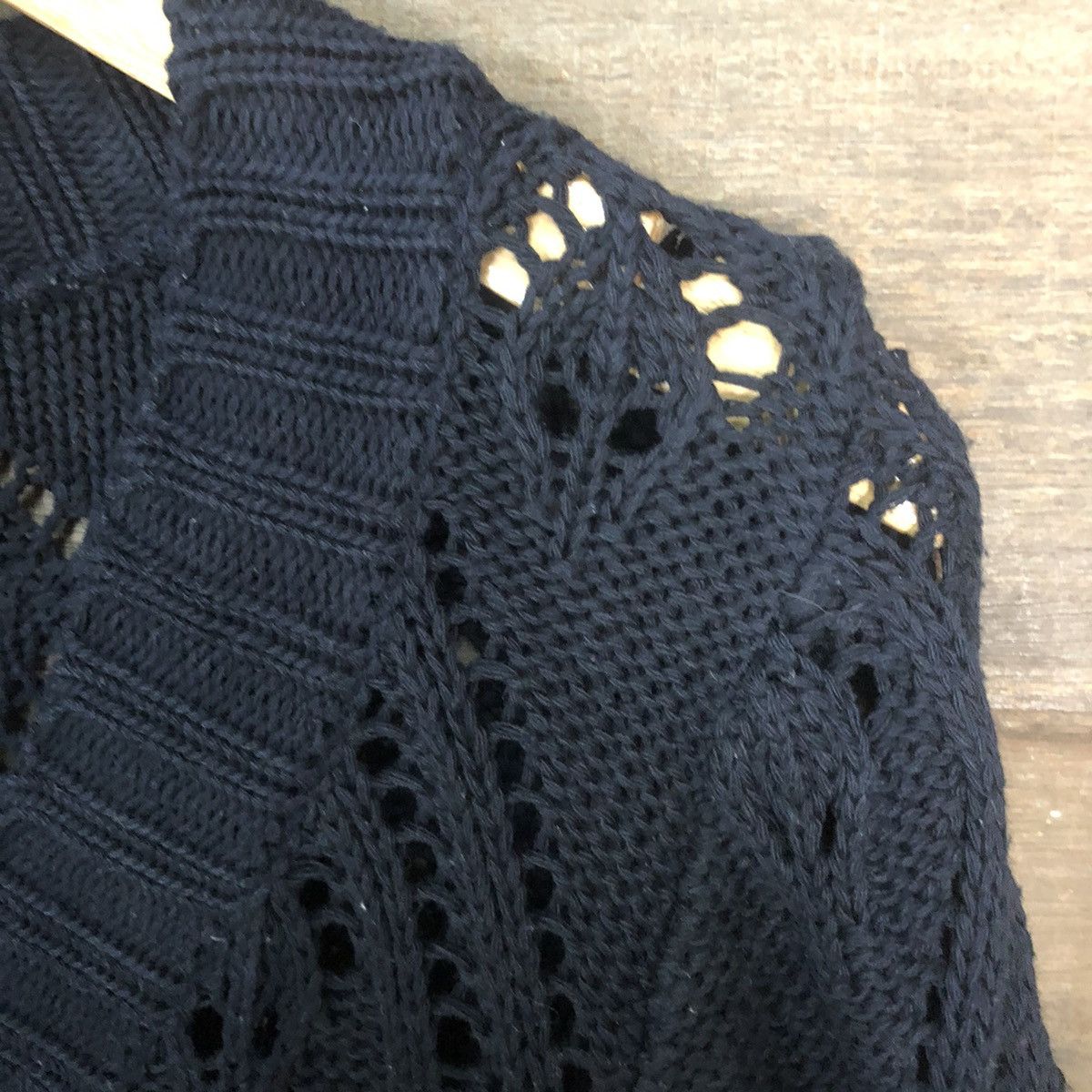 Japanese Brand Japan Mesh Net Crochet Black Cardigan Knitwear #7185 Size M / US 6-8 / IT 42-44 - 9 Thumbnail