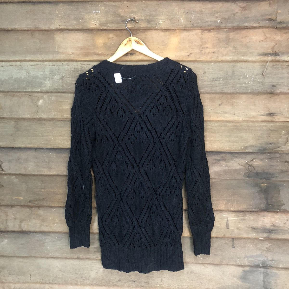 Japanese Brand Japan Mesh Net Crochet Black Cardigan Knitwear #7185 Size M / US 6-8 / IT 42-44 - 10 Thumbnail