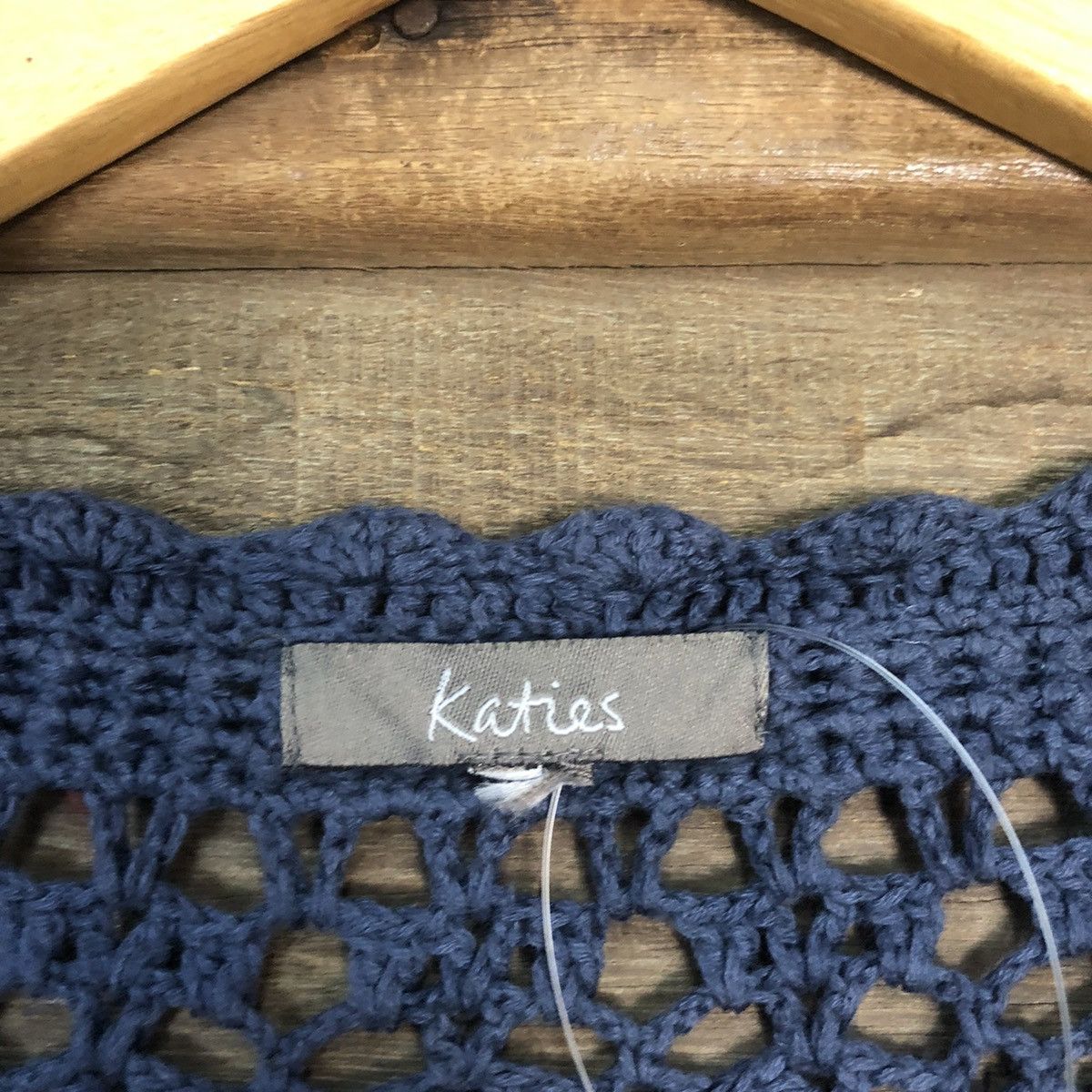 Japanese Brand Katies Mesh Net Crochet Dark Blue Cardigan Knitwear #7179 Size S / US 4 / IT 40 - 8 Thumbnail