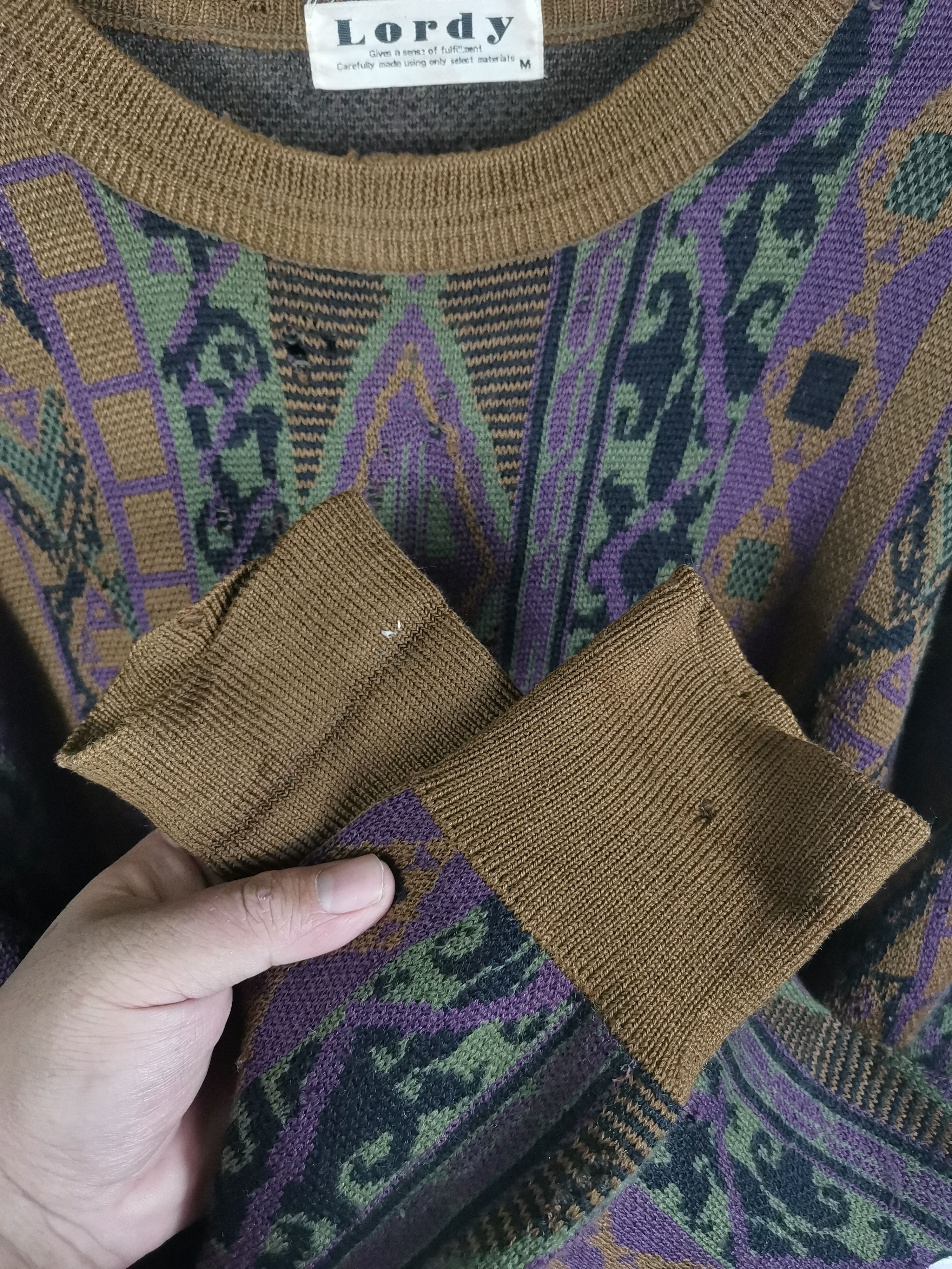 Japanese Brand Trashed Vintage Wool Knit Coogi Style Knitwear By Lordy Size US L / EU 52-54 / 3 - 5 Thumbnail