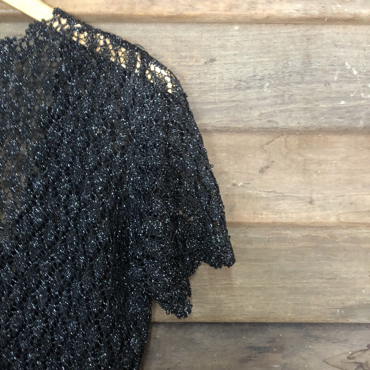 Vintage Roman Mesh Net Crochet Black Cardigan Knitwear #7176 Size S / US 4 / IT 40 - 12 Thumbnail