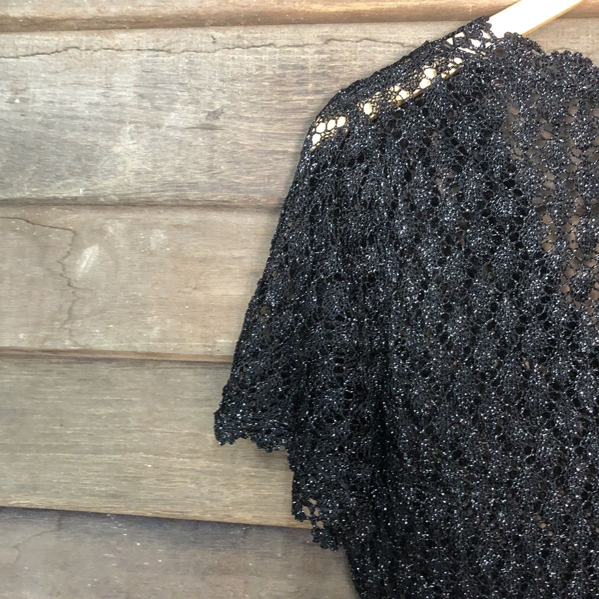 Vintage Roman Mesh Net Crochet Black Cardigan Knitwear #7176 Size S / US 4 / IT 40 - 13 Thumbnail