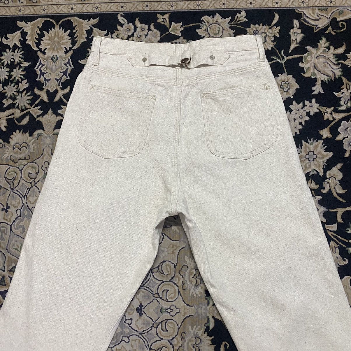 Nigel Cabourn Nigel Cabourn Buckle Back Cream Denim Selvedge Jeans Size US 30 / EU 46 - 12 Thumbnail