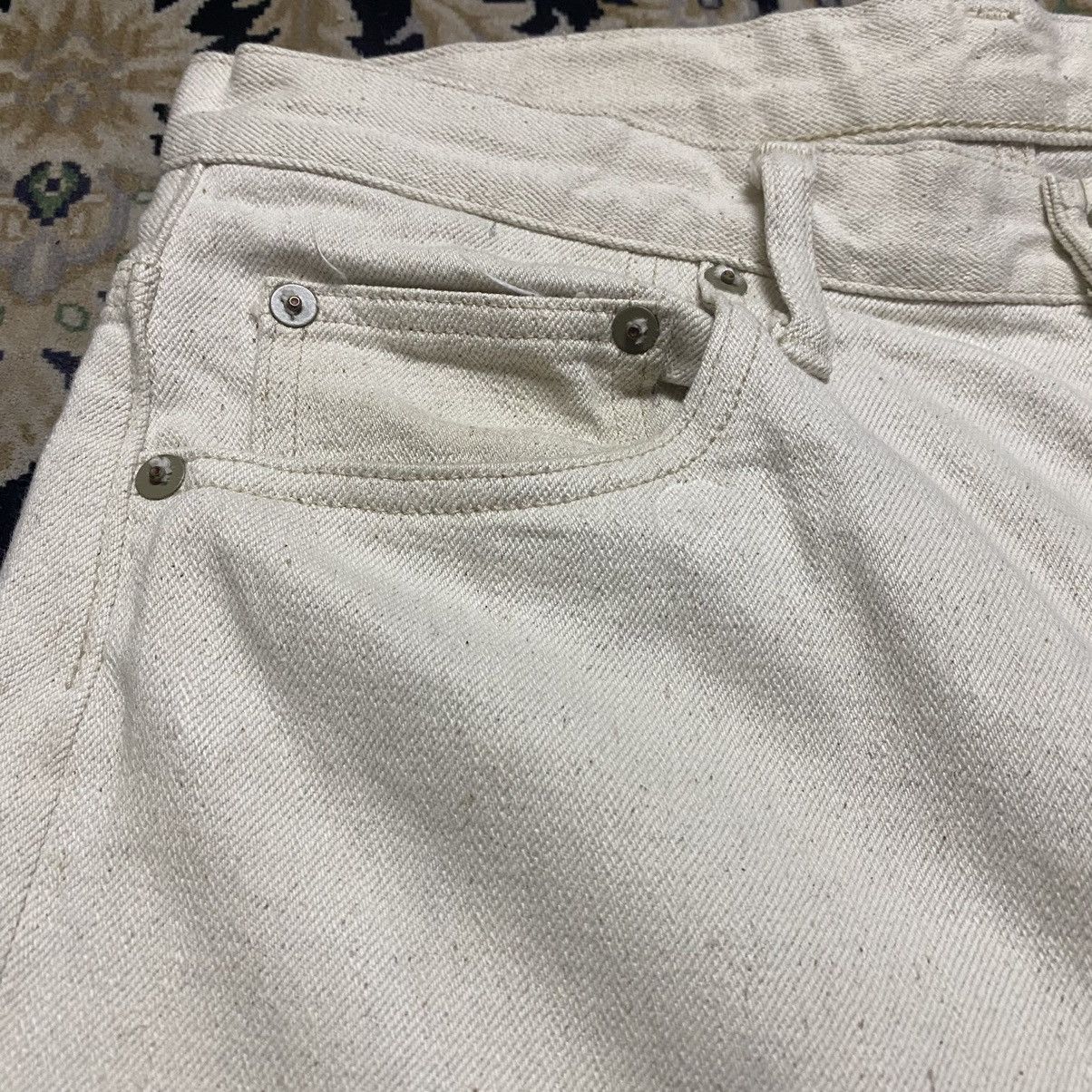 Nigel Cabourn Nigel Cabourn Buckle Back Cream Denim Selvedge Jeans Size US 30 / EU 46 - 9 Thumbnail