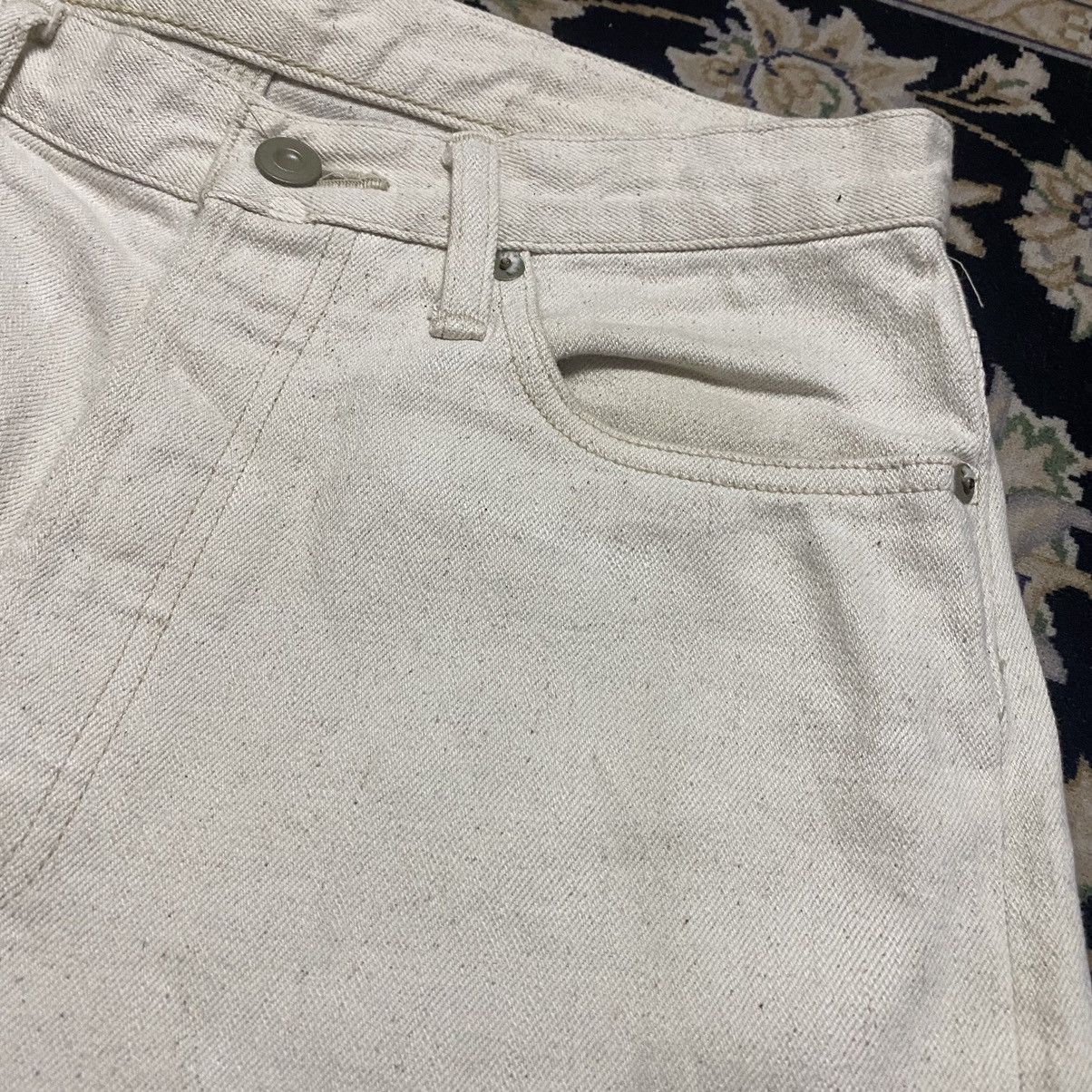 Nigel Cabourn Nigel Cabourn Buckle Back Cream Denim Selvedge Jeans Size US 30 / EU 46 - 10 Thumbnail