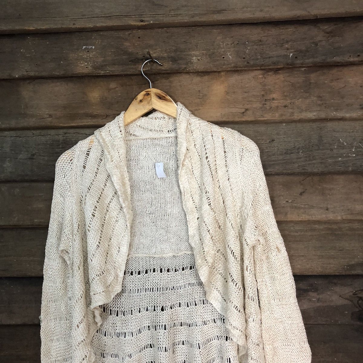 Vintage Japan Mesh Net Crochet White Cardigan Knitwear #7174 Size M / US 6-8 / IT 42-44 - 2 Thumbnail