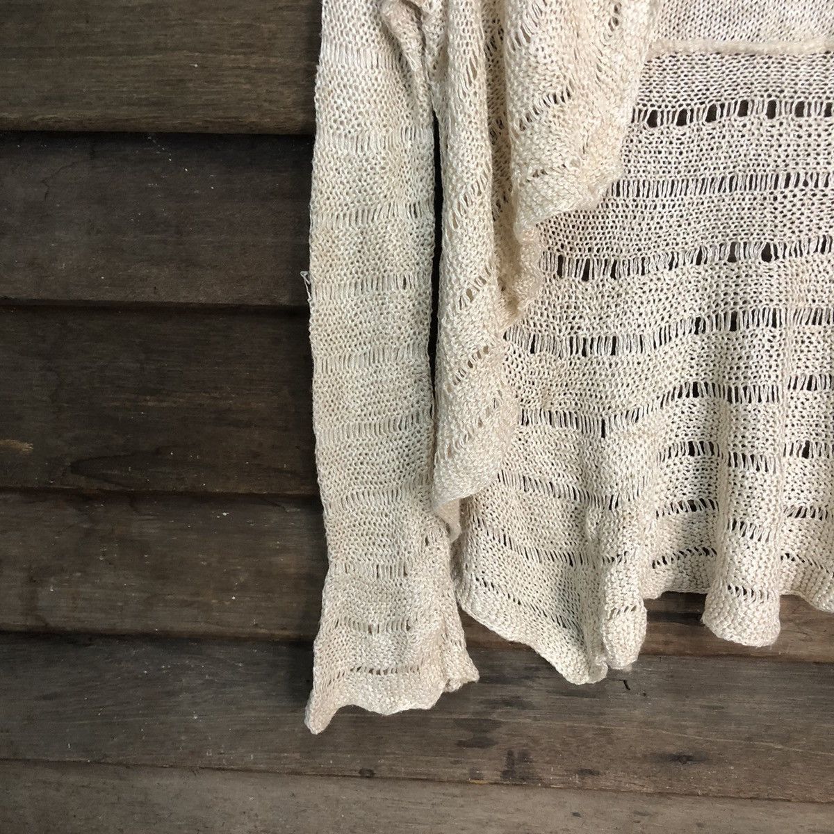 Vintage Japan Mesh Net Crochet White Cardigan Knitwear #7174 Size M / US 6-8 / IT 42-44 - 4 Thumbnail