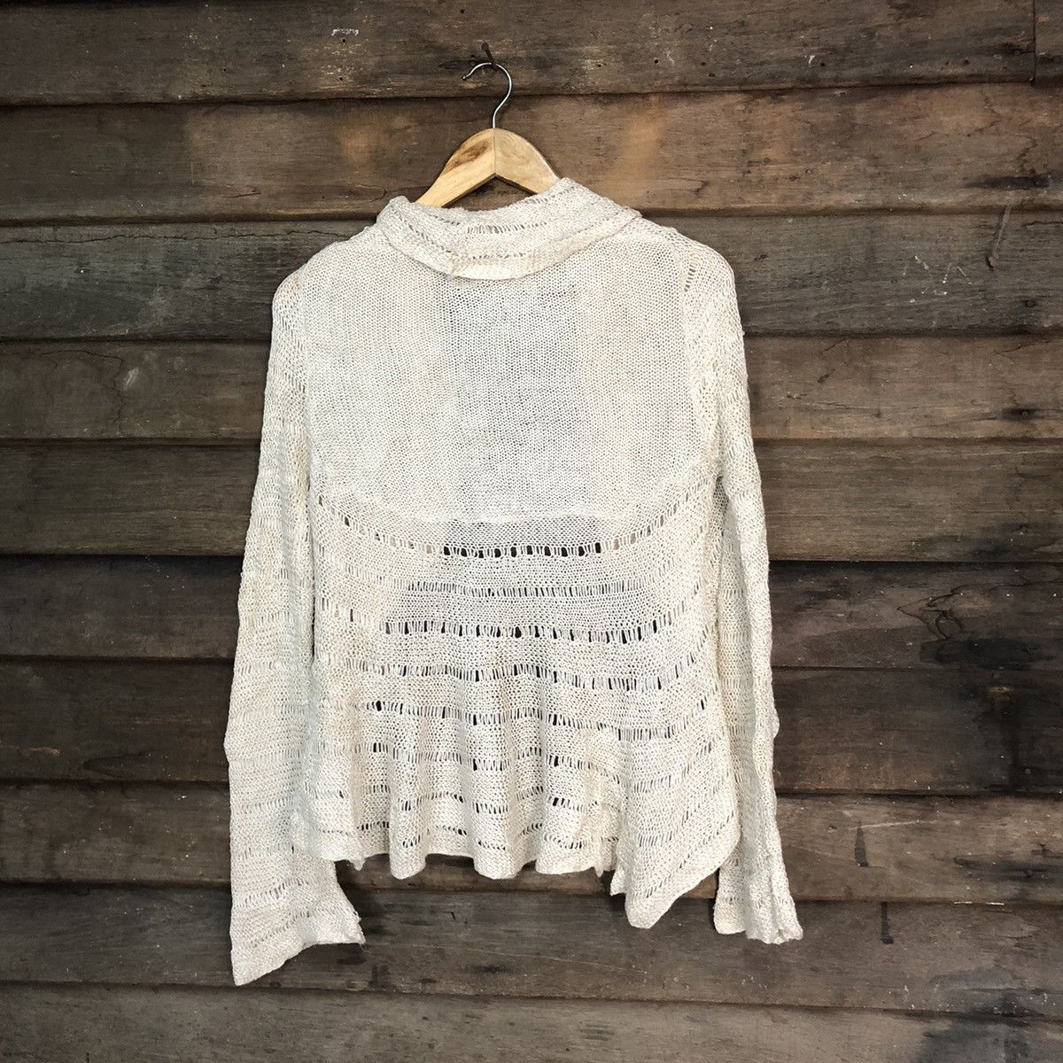 Vintage Japan Mesh Net Crochet White Cardigan Knitwear #7174 Size M / US 6-8 / IT 42-44 - 8 Thumbnail