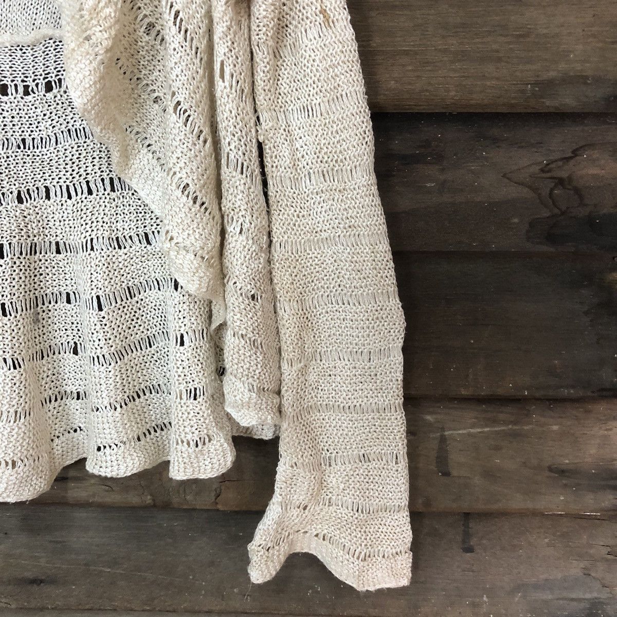 Vintage Japan Mesh Net Crochet White Cardigan Knitwear #7174 Size M / US 6-8 / IT 42-44 - 5 Thumbnail