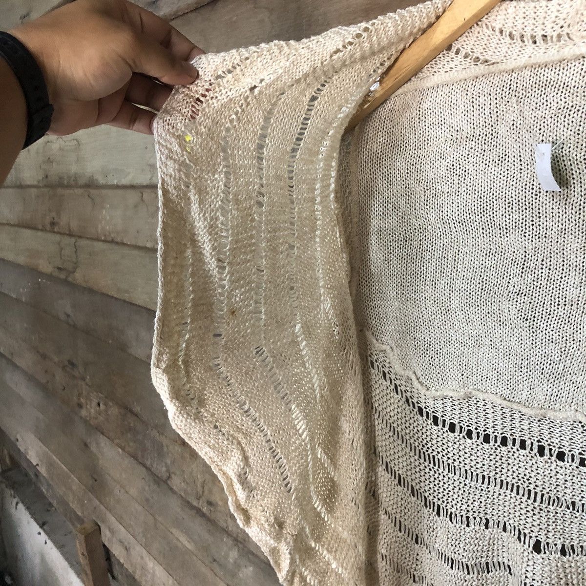 Vintage Japan Mesh Net Crochet White Cardigan Knitwear #7174 Size M / US 6-8 / IT 42-44 - 6 Thumbnail