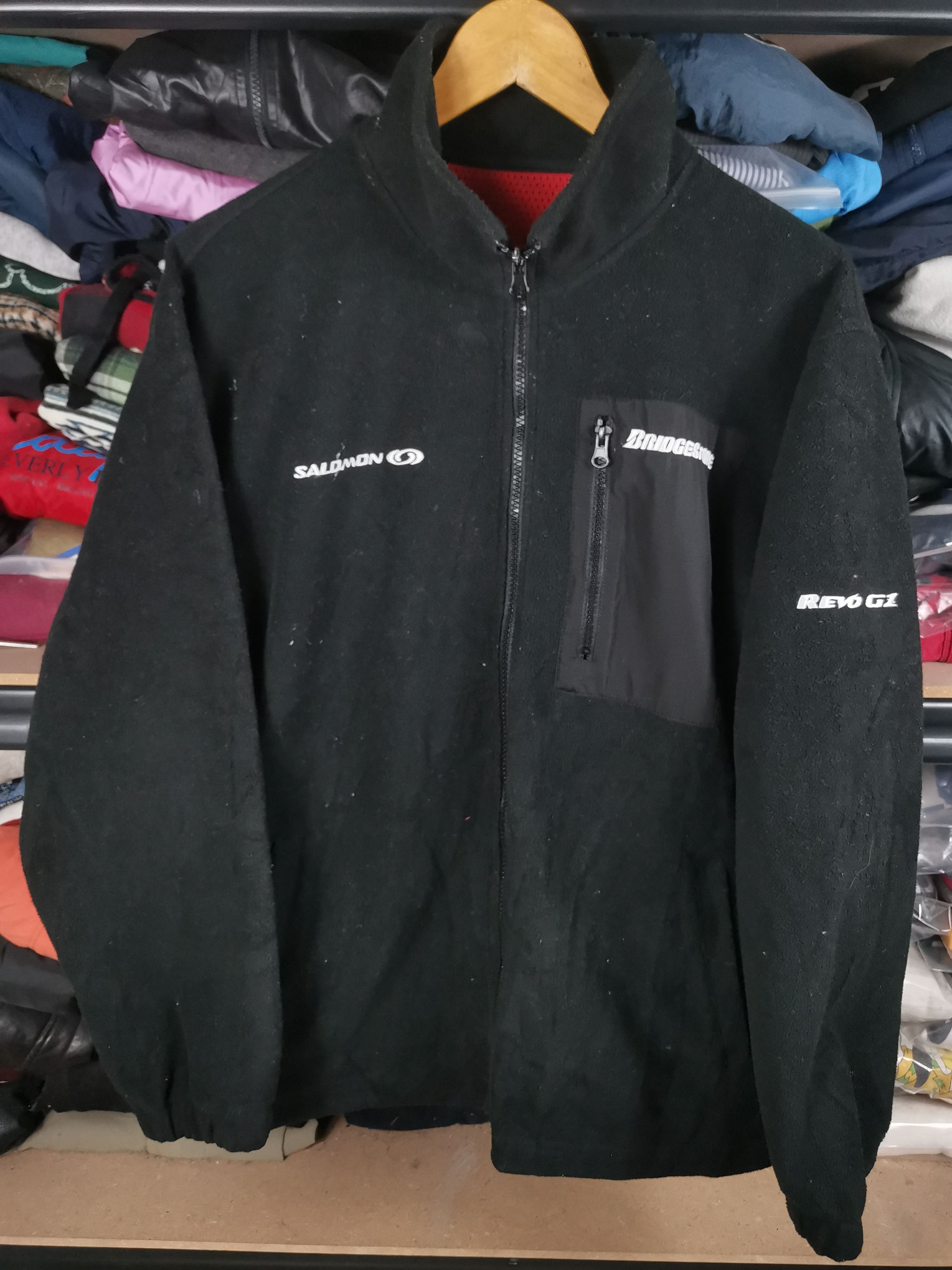 image of Racing x Salomon vintage Salomon X Bridgestone Outdoor Fleece Jacket in Black, Men's (Size XL)