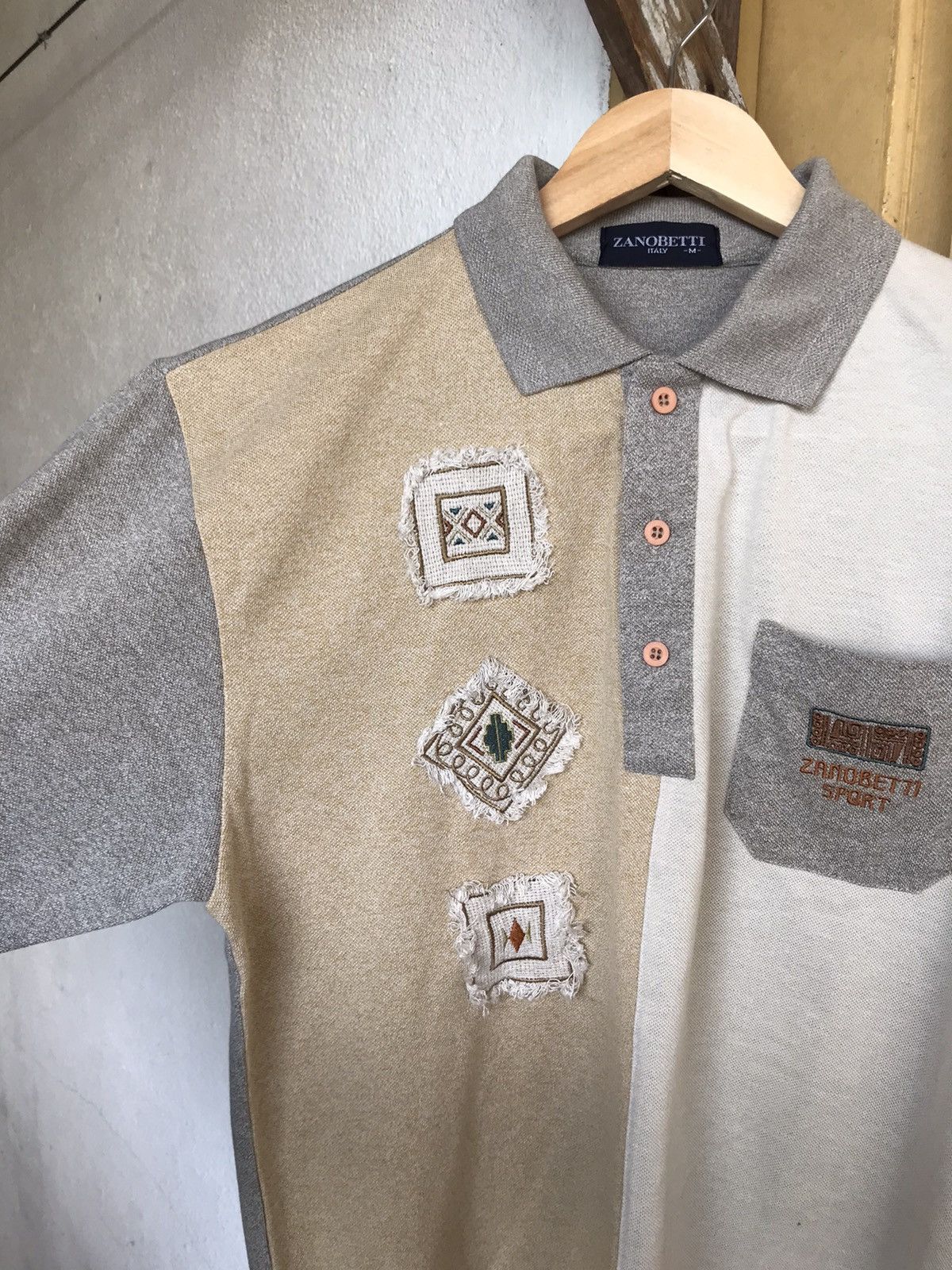 Japanese Brand Nice Zanobetti Italy Patchwork Navajo Long Sleeve Polo Shirt Size US M / EU 48-50 / 2 - 6 Thumbnail