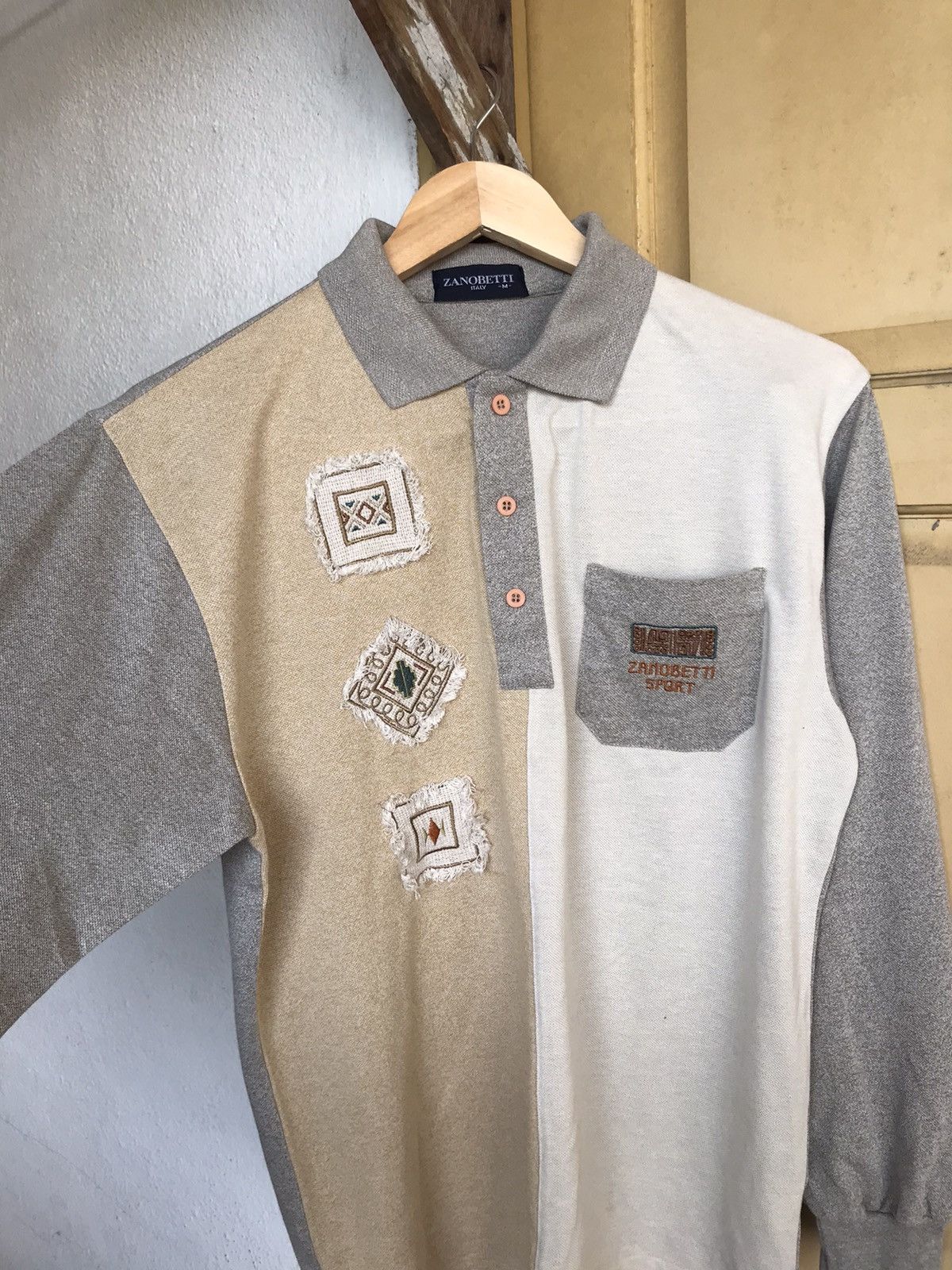Japanese Brand Nice Zanobetti Italy Patchwork Navajo Long Sleeve Polo Shirt Size US M / EU 48-50 / 2 - 7 Thumbnail