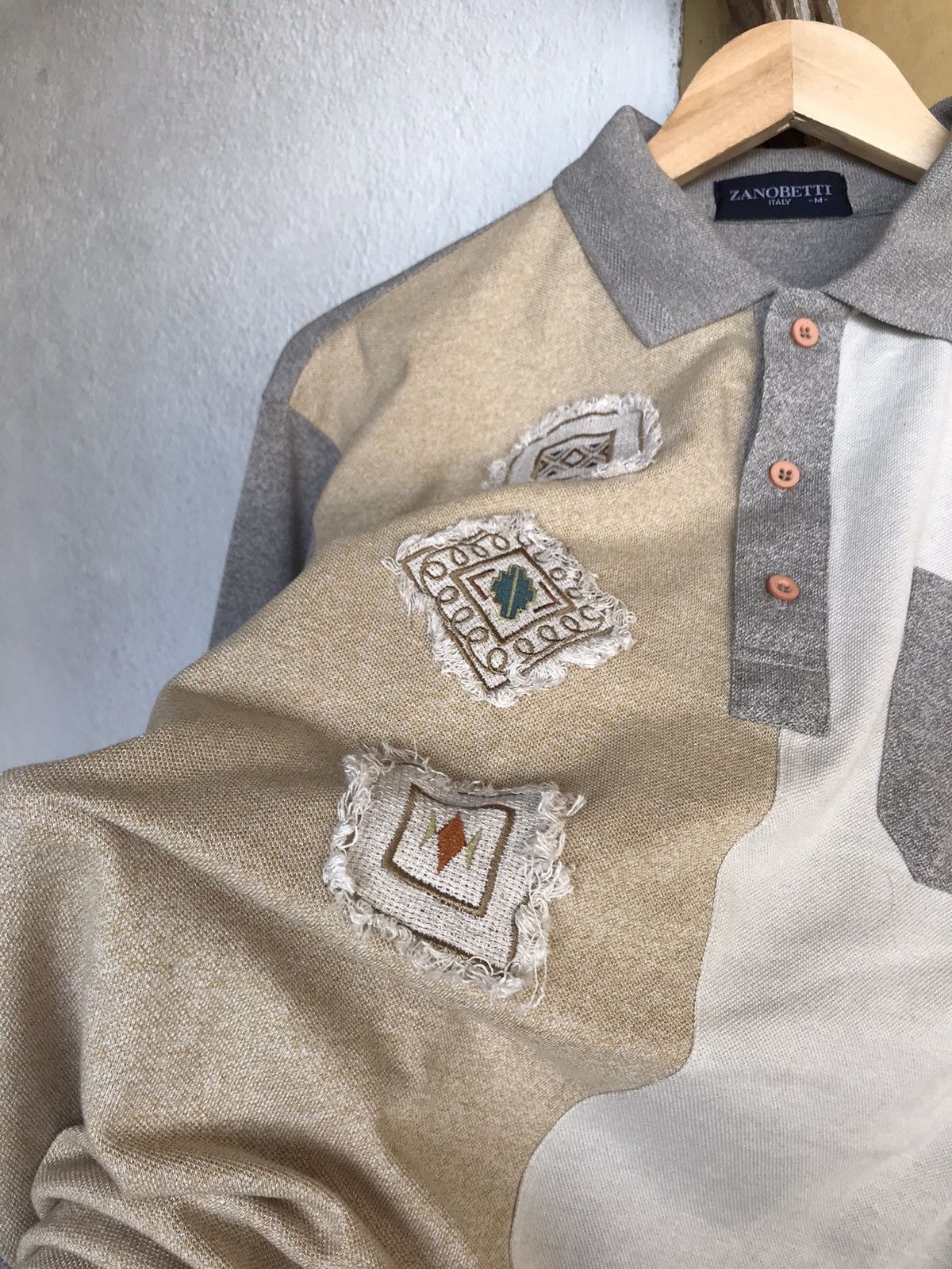 Japanese Brand Nice Zanobetti Italy Patchwork Navajo Long Sleeve Polo Shirt Size US M / EU 48-50 / 2 - 11 Thumbnail