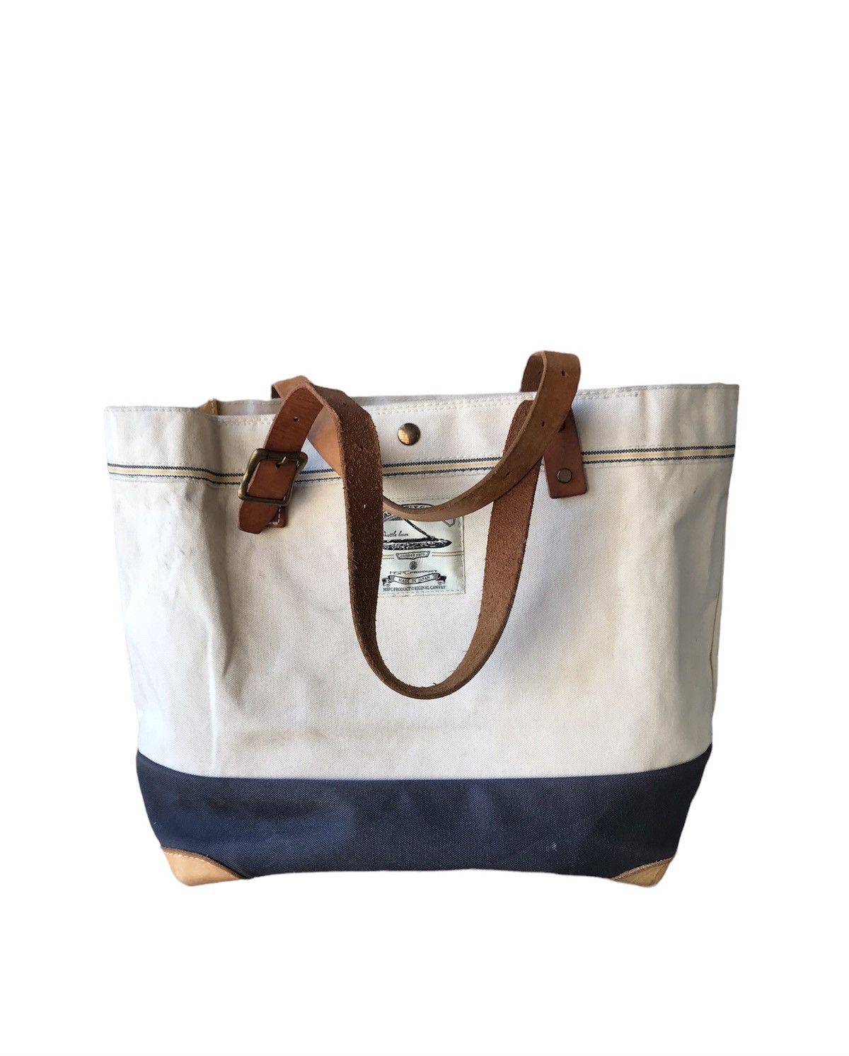 image of Avant Garde x Masterpiece Hard Canvas+Leather Tote Bag in Cream, Men's