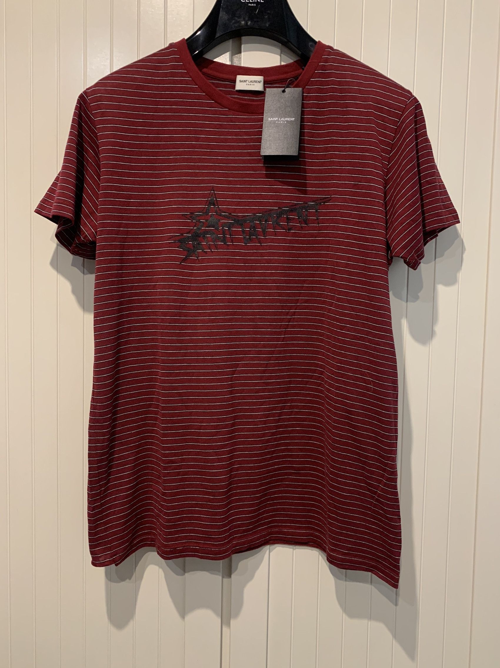 Pre-owned Saint Laurent Fw'19 T-shirt Rock Star Logo In Red
