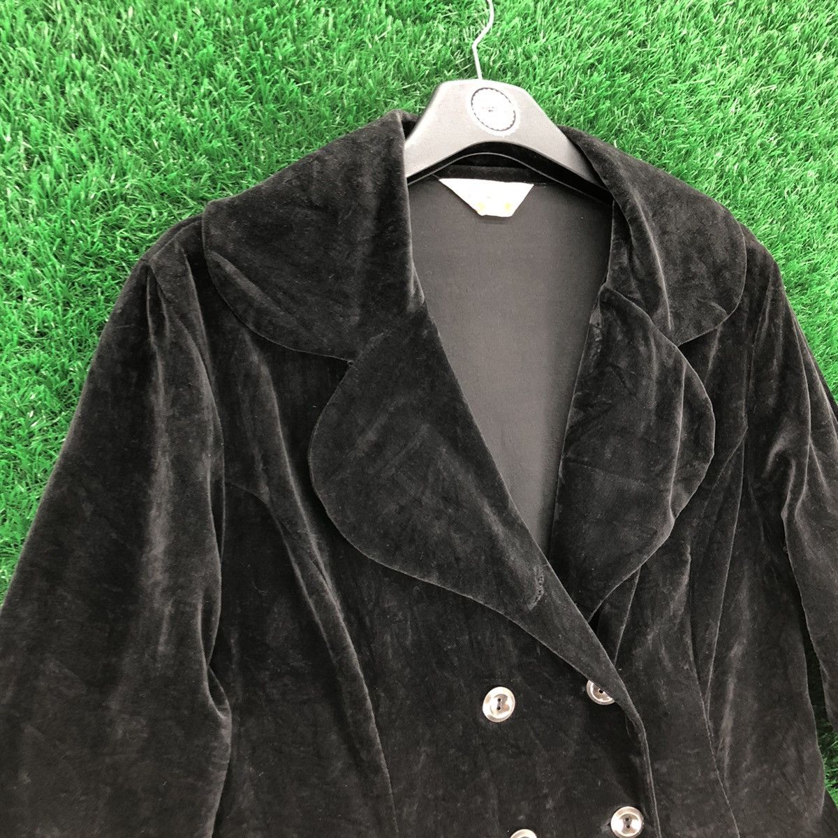 Japanese Brand Vintage 80's Coat Jacket Velvet Double Breasted by Garaus Size XS / US 0-2 / IT 36-38 - 2 Thumbnail