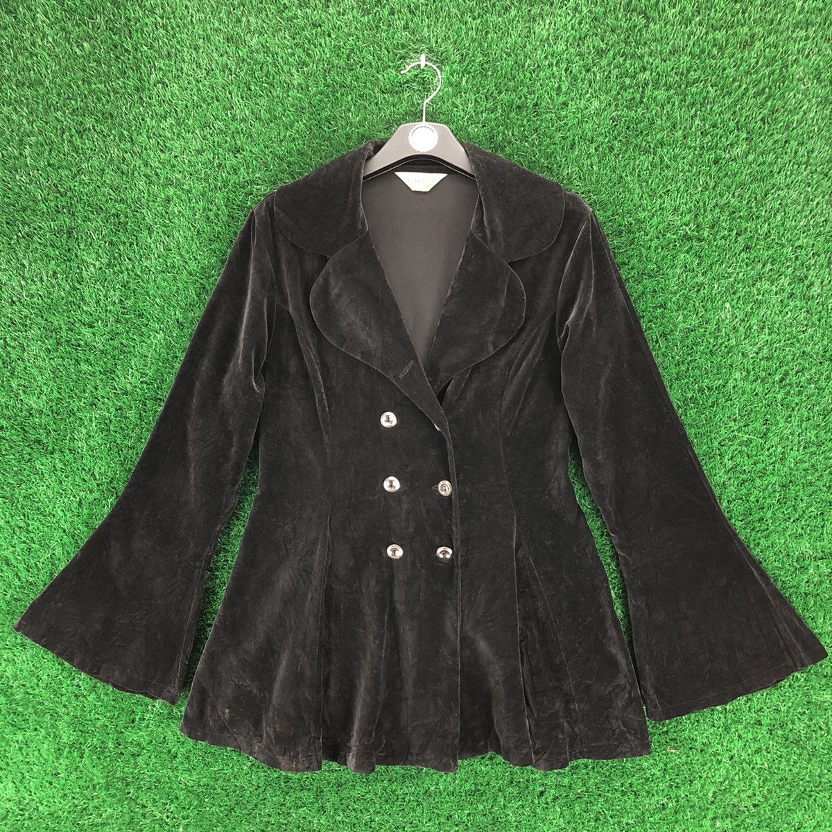 Vintage 80's Coat Jacket Velvet Double Breasted by Garaus