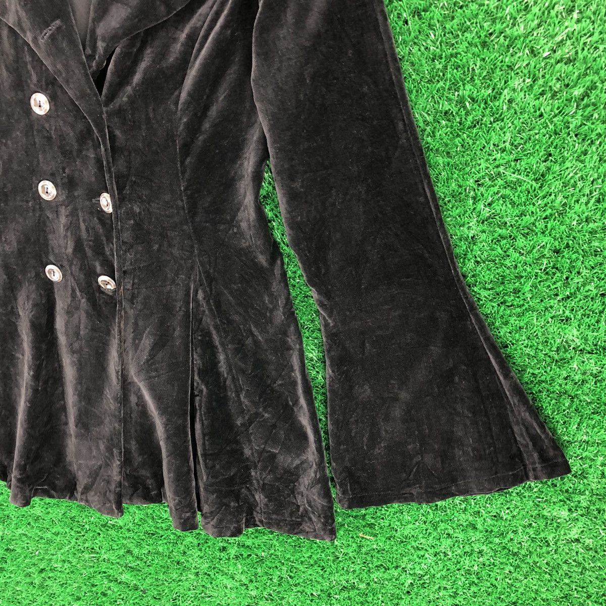 Japanese Brand Vintage 80's Coat Jacket Velvet Double Breasted by Garaus Size XS / US 0-2 / IT 36-38 - 3 Thumbnail