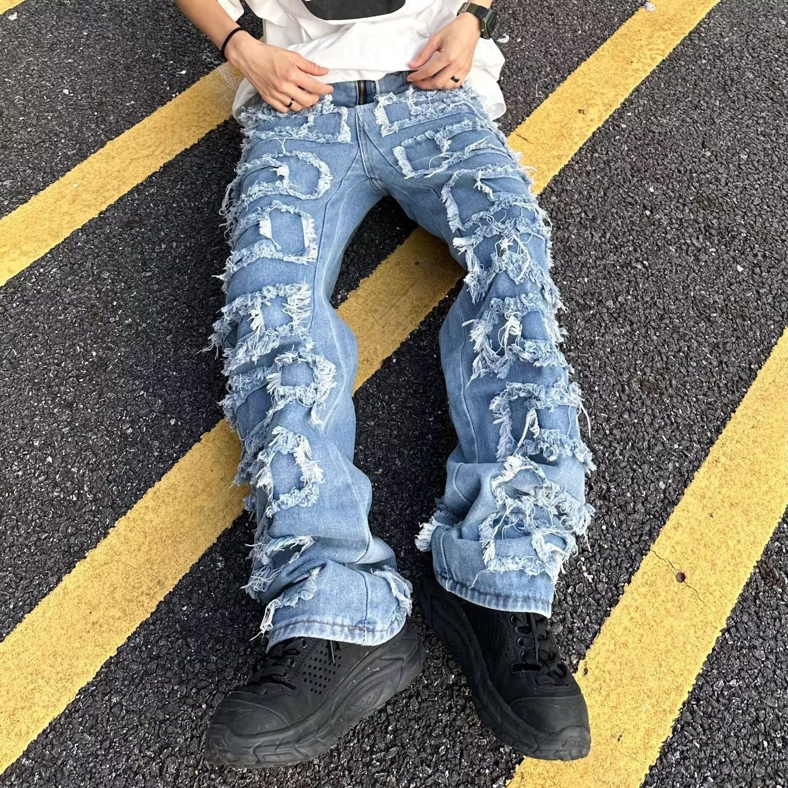 image of Archival Clothing x Vintage Distressed Denim Opium Punk Style in Blue, Men's (Size 32)