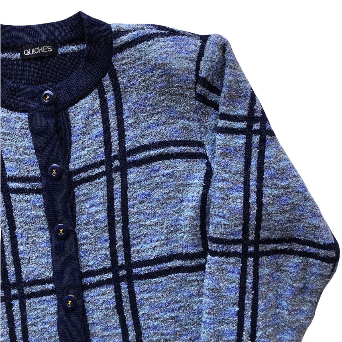 Japanese Brand Vintage 80's Knit Cardigan Women Jacket by Quiches Size M / US 6-8 / IT 42-44 - 3 Thumbnail