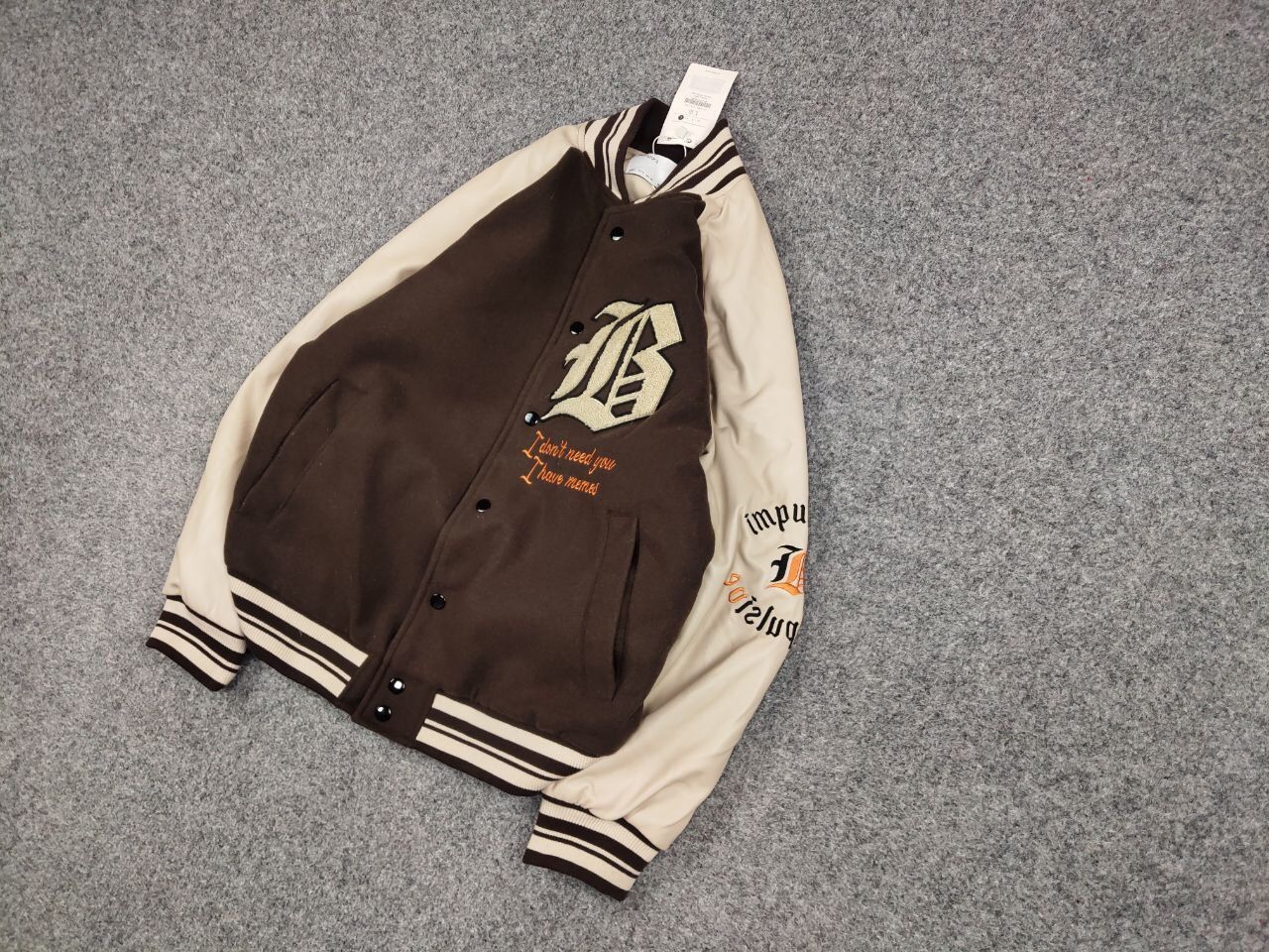 Japanese Brand Vintage 90's Japan Varsity Bomber Jacket Brown Letterman Size US L / EU 52-54 / 3 - 3 Thumbnail