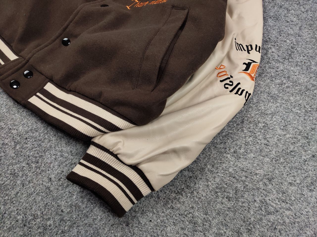 Japanese Brand Vintage 90's Japan Varsity Bomber Jacket Brown Letterman Size US L / EU 52-54 / 3 - 5 Thumbnail