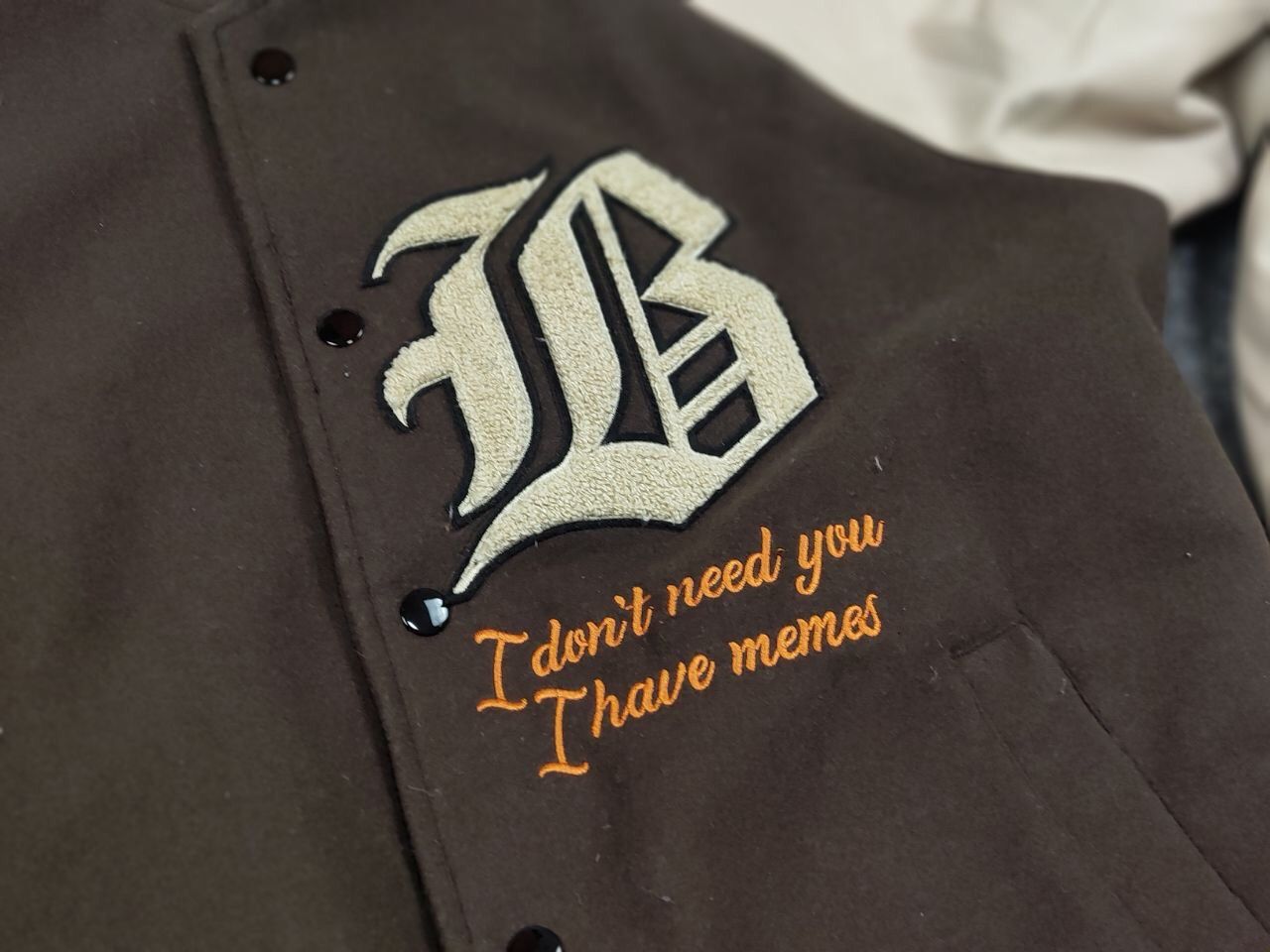 Japanese Brand Vintage 90's Japan Varsity Bomber Jacket Brown Letterman Size US L / EU 52-54 / 3 - 18 Thumbnail