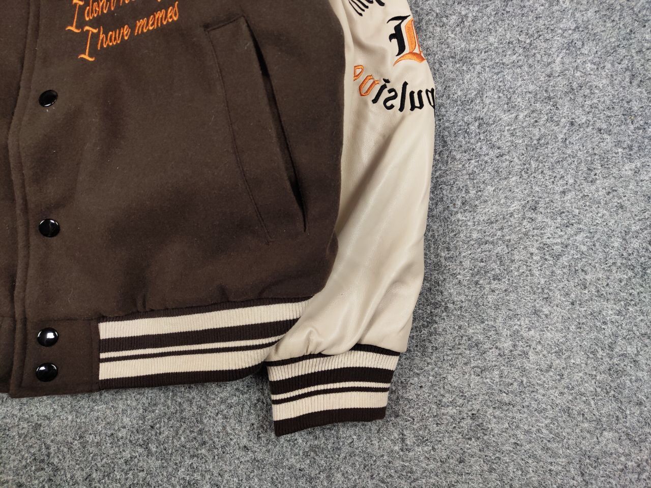 Japanese Brand Vintage 90's Japan Varsity Bomber Jacket Brown Letterman Size US L / EU 52-54 / 3 - 10 Thumbnail