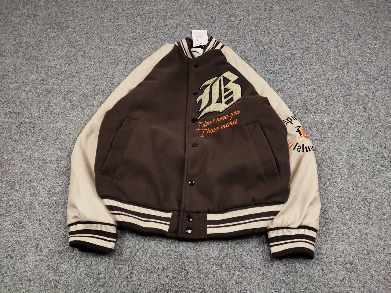 Japanese Brand Vintage 90's Japan Varsity Bomber Jacket Brown Letterman Size US L / EU 52-54 / 3 - 2 Thumbnail