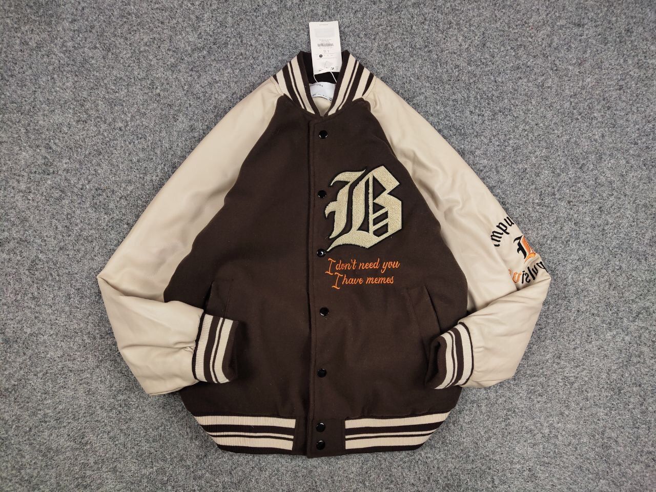 Japanese Brand Vintage 90's Japan Varsity Bomber Jacket Brown Letterman Size US L / EU 52-54 / 3 - 13 Thumbnail