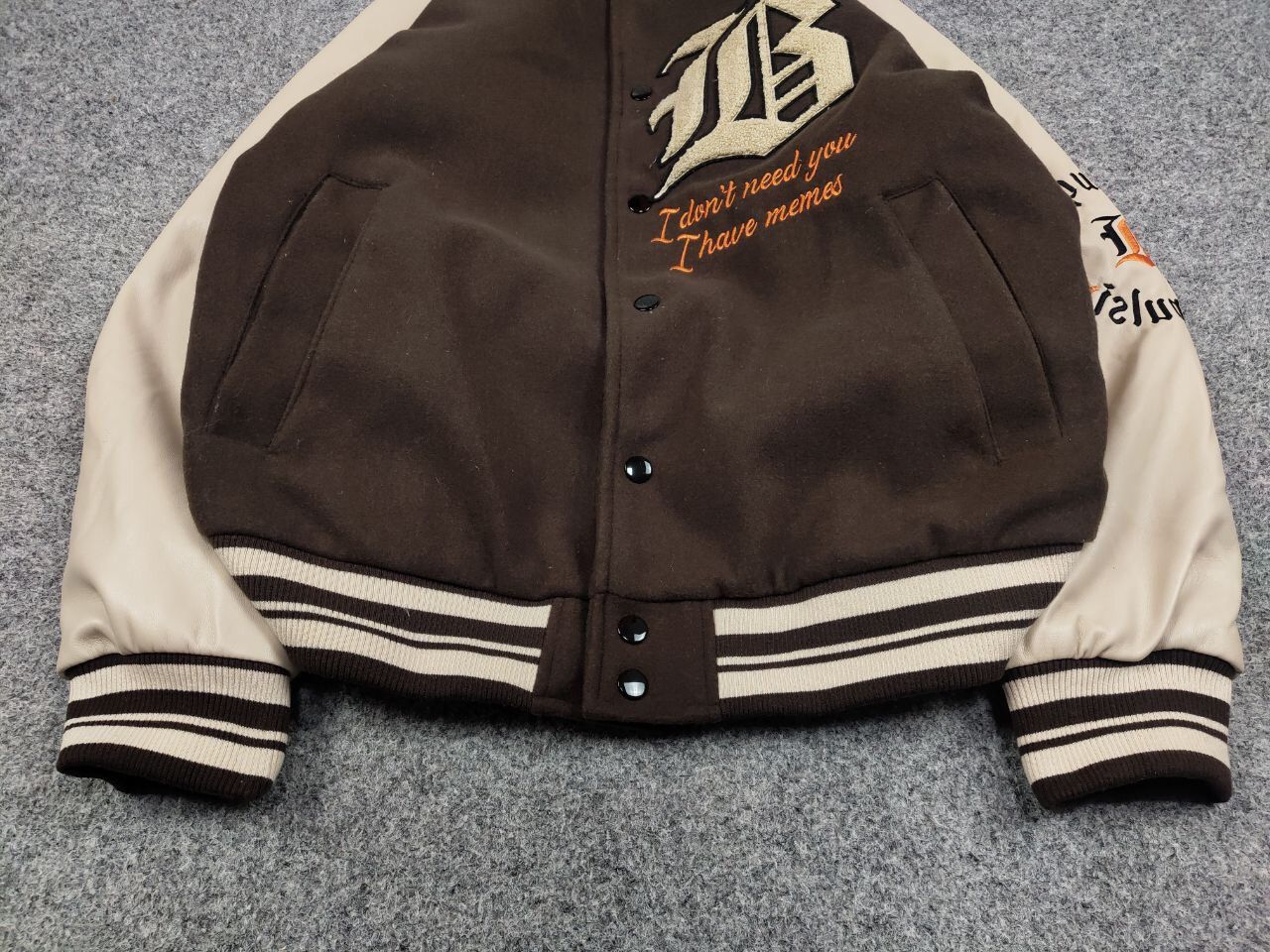 Japanese Brand Vintage 90's Japan Varsity Bomber Jacket Brown Letterman Size US L / EU 52-54 / 3 - 9 Thumbnail