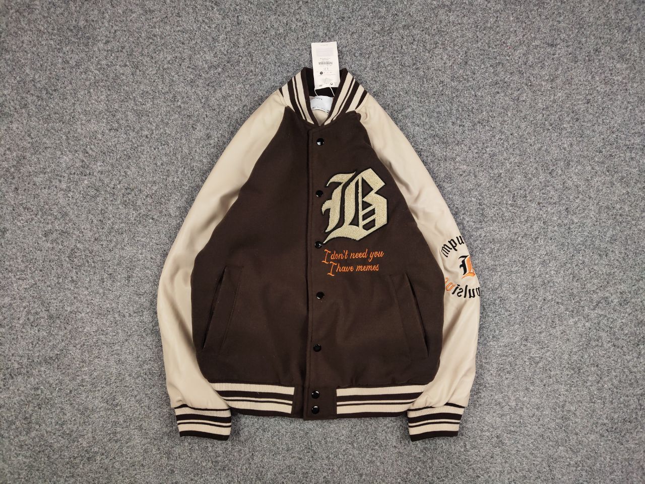 Japanese Brand Vintage 90's Japan Varsity Bomber Jacket Brown Letterman Size US L / EU 52-54 / 3 - 1 Thumbnail