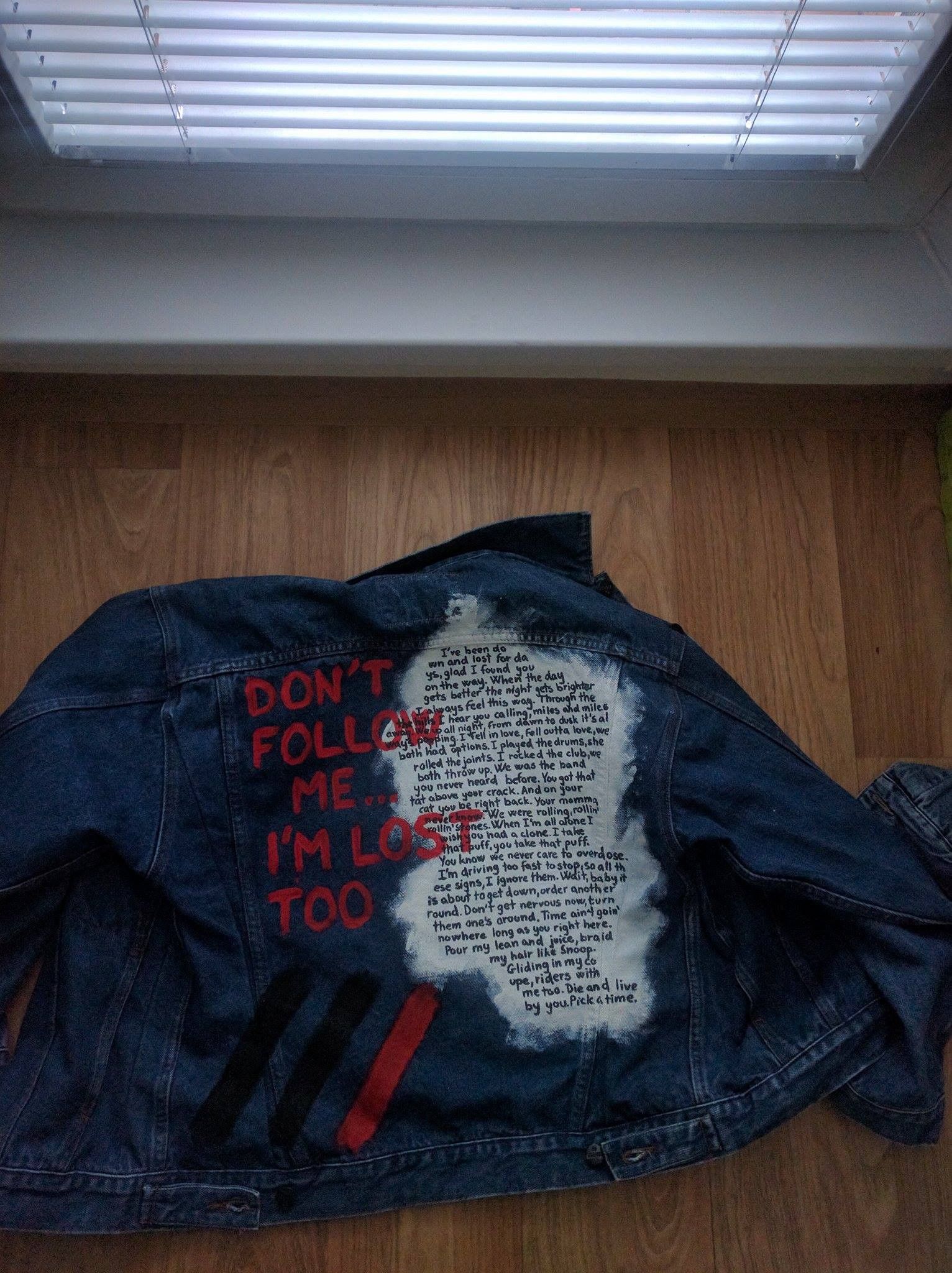 Handmade Custom hand-painted jacket "Don't follow me I'm lost too" Size US S / EU 44-46 / 1 - 3 Thumbnail