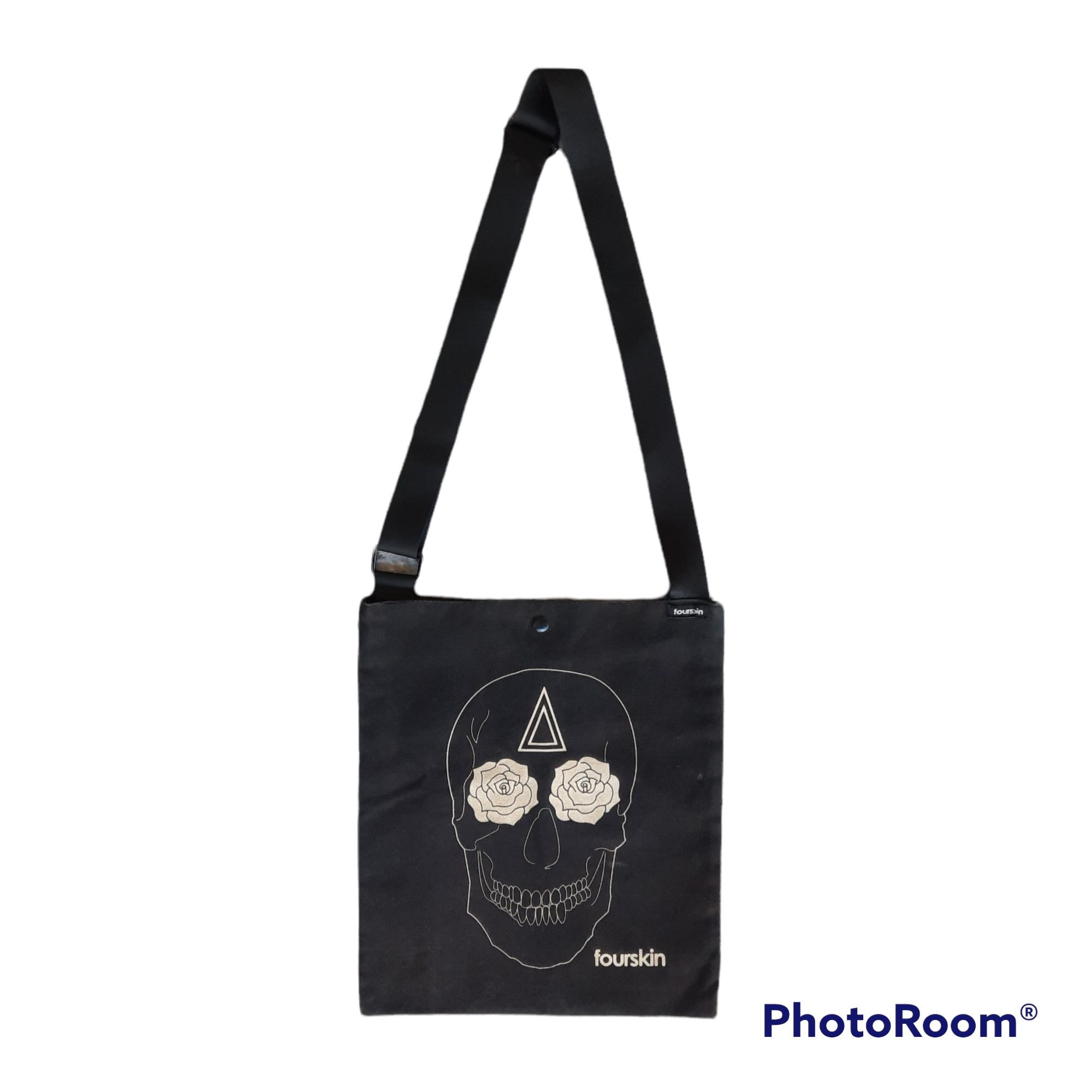 Archival Clothing Fourskin Skull Design Canvas Cross Body / Sling Bag, Men's