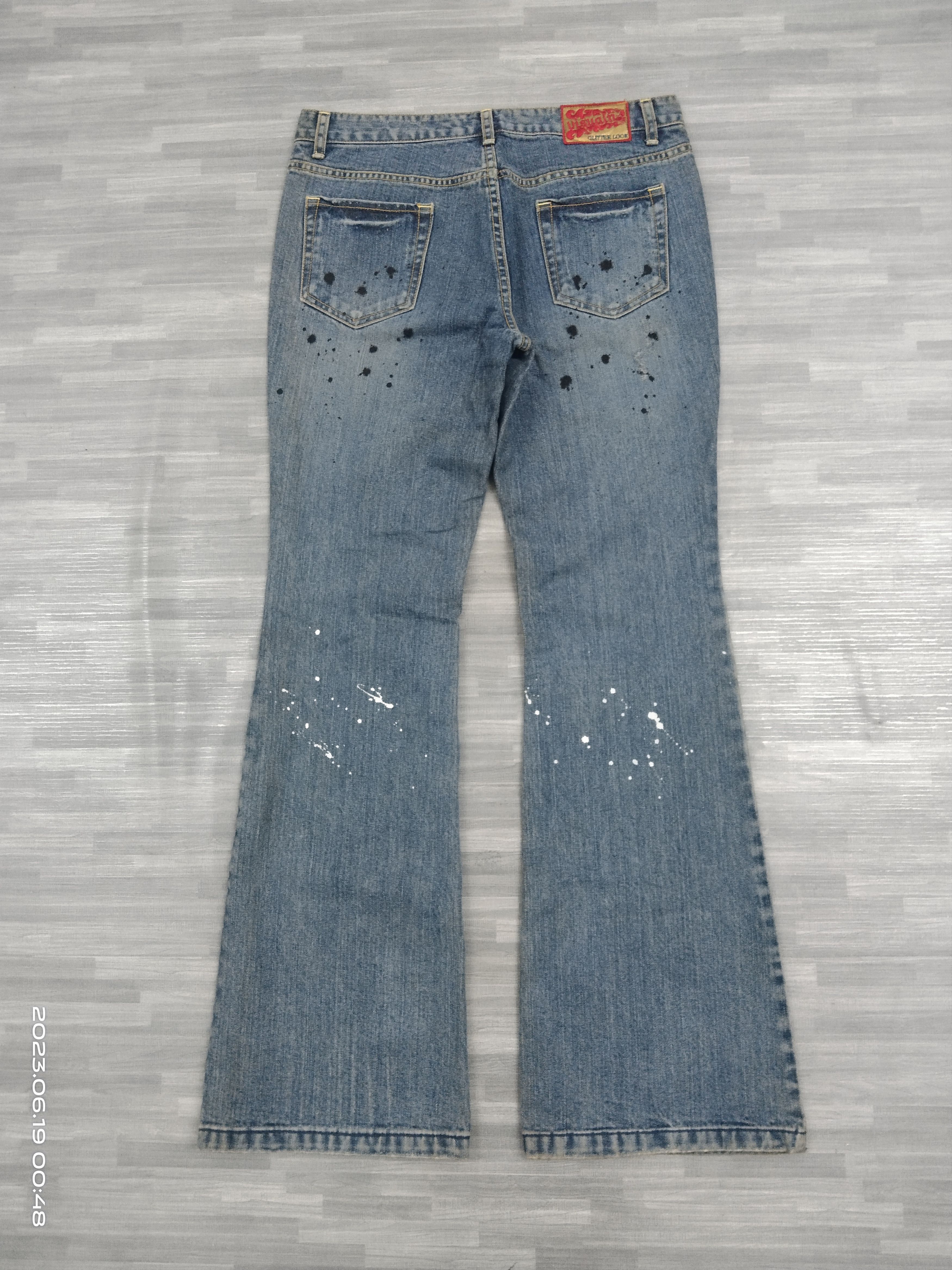 Japanese Brand FLARE SPLATTER VISUAL SICK DENIM PANTS Size US 29 - 3 Thumbnail