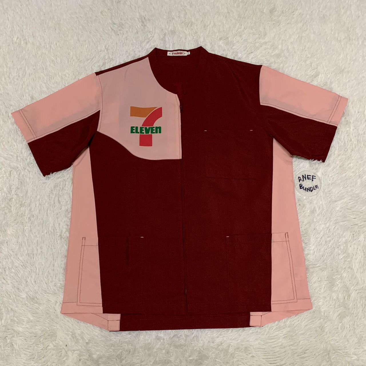 Japanese Brand × Vintage 🔥Vintage 90's 7 ELEVEN Uniform Workshirt Zipper Style Size US L / EU 52-54 / 3 - 1 Thumbnail