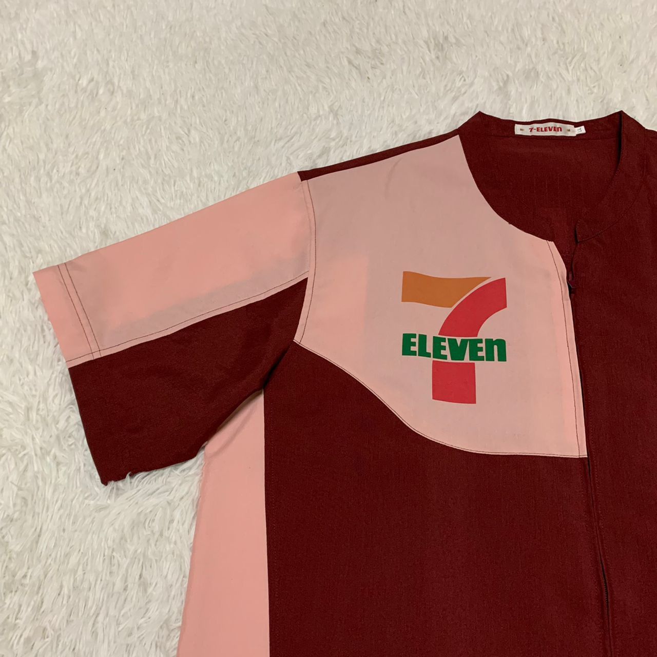 Japanese Brand × Vintage 🔥Vintage 90's 7 ELEVEN Uniform Workshirt Zipper Style Size US L / EU 52-54 / 3 - 6 Thumbnail