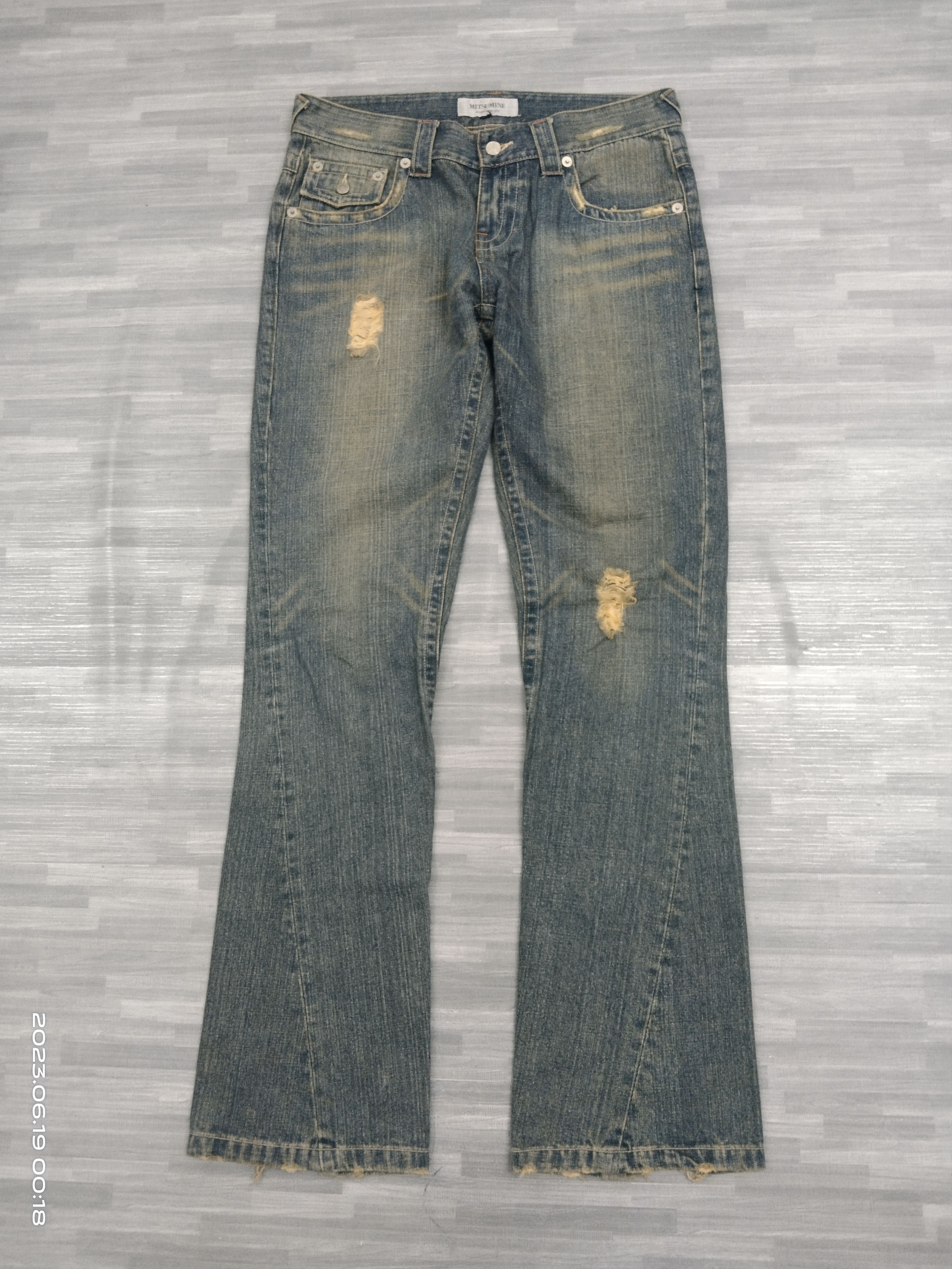 Japanese Brand FLARE TWIST RIPED MATSUMINE DENIM PANTS Size US 31 - 2 Thumbnail