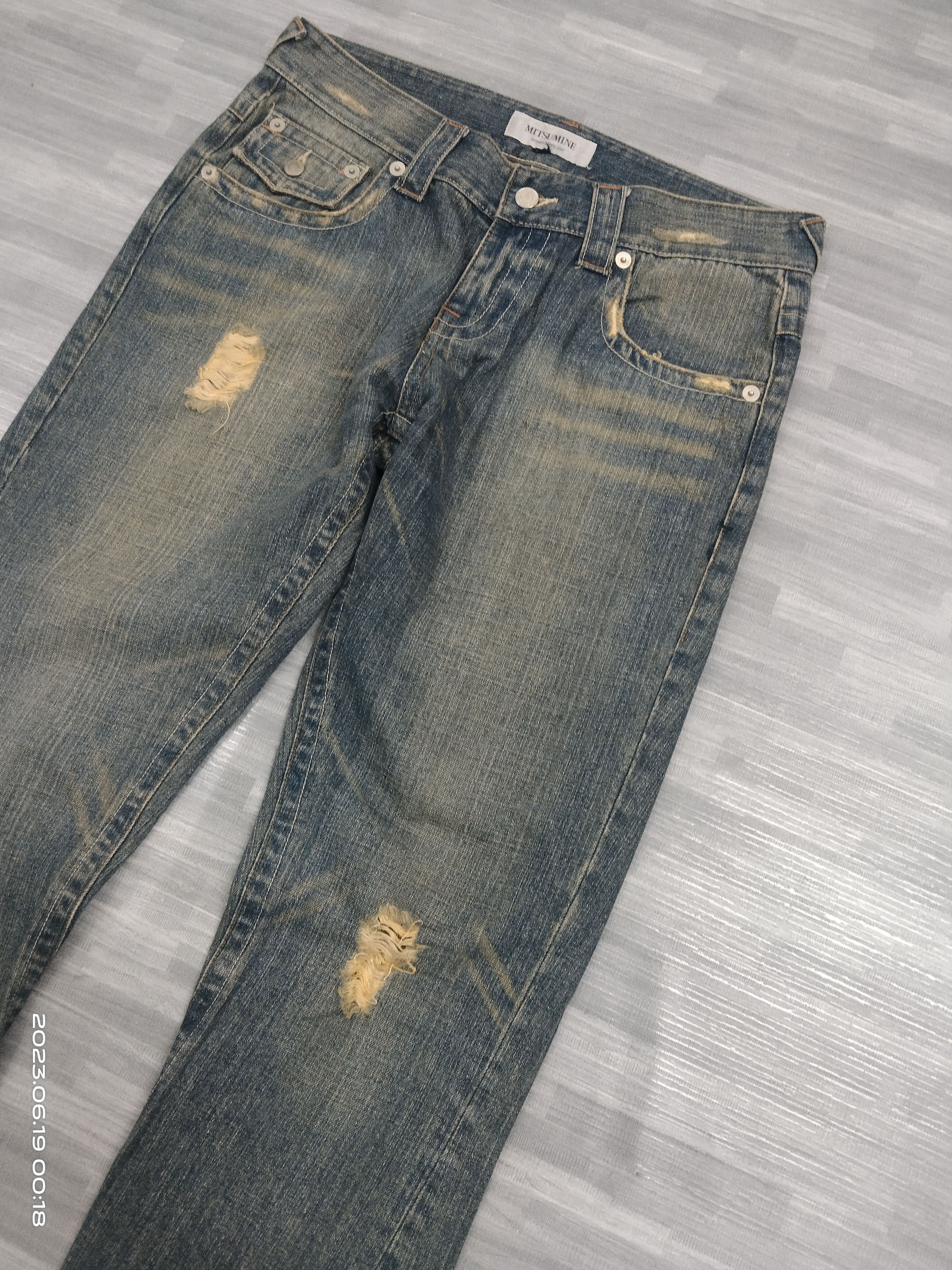 Japanese Brand FLARE TWIST RIPED MATSUMINE DENIM PANTS Size US 31 - 6 Thumbnail