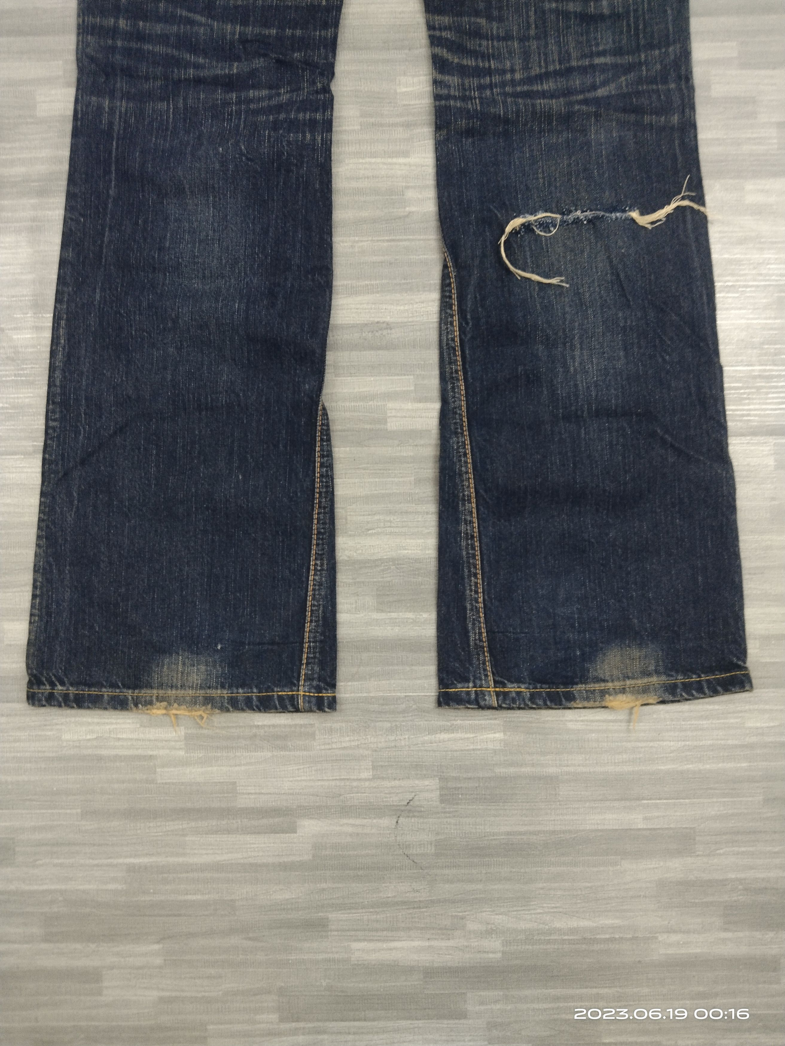 Vintage FLARE RIPED BLUE TRIP DENIM PANTS Size US 29 - 7 Thumbnail