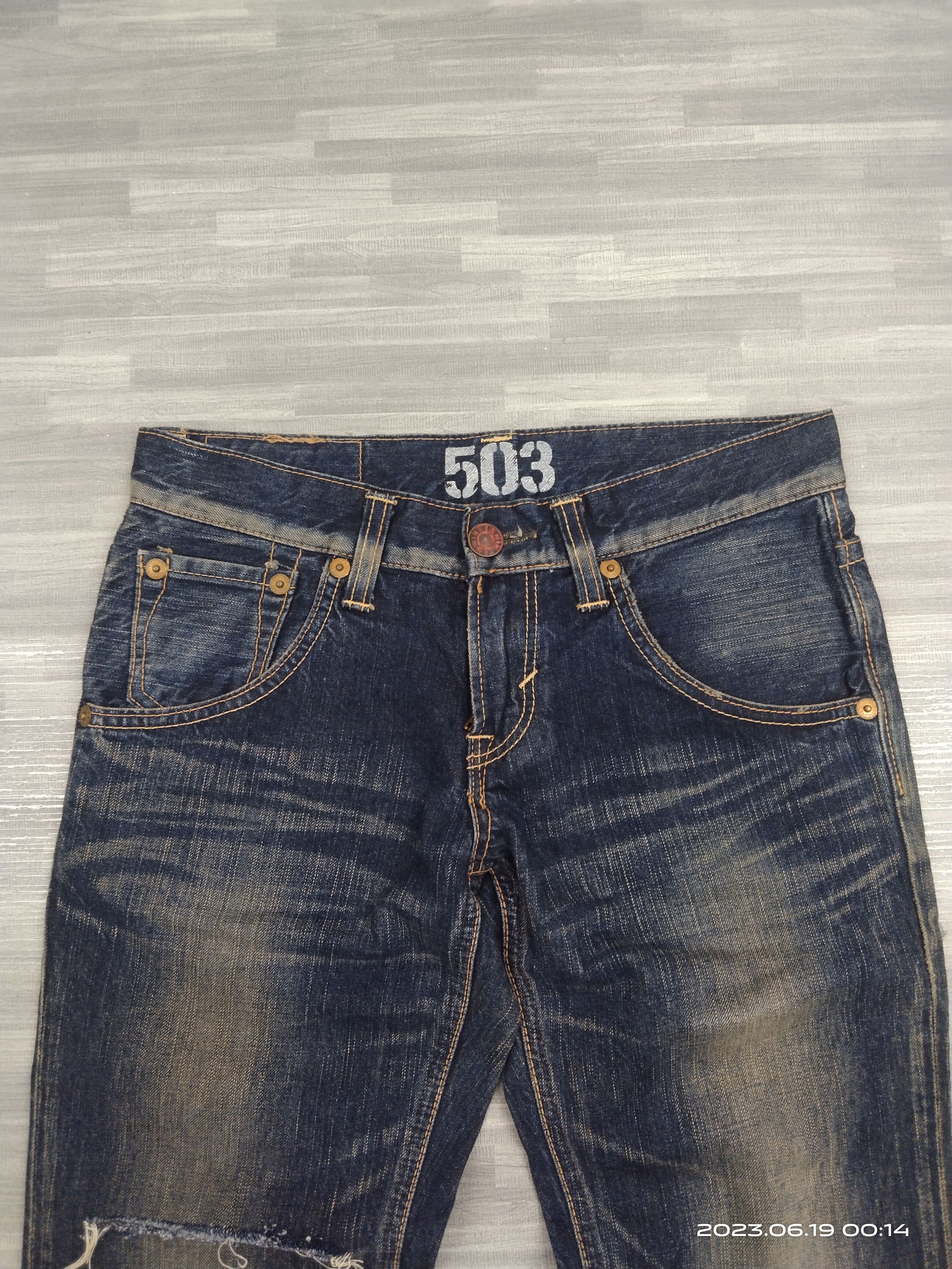 Vintage FLARE RIPED BLUE TRIP DENIM PANTS Size US 29 - 4 Thumbnail