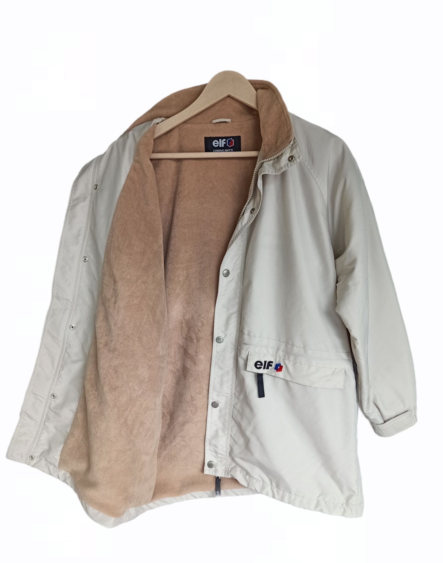 image of Racing Vintage Elf Lubricant Fleece Inside Jacket in Cream, Men's (Size Medium)