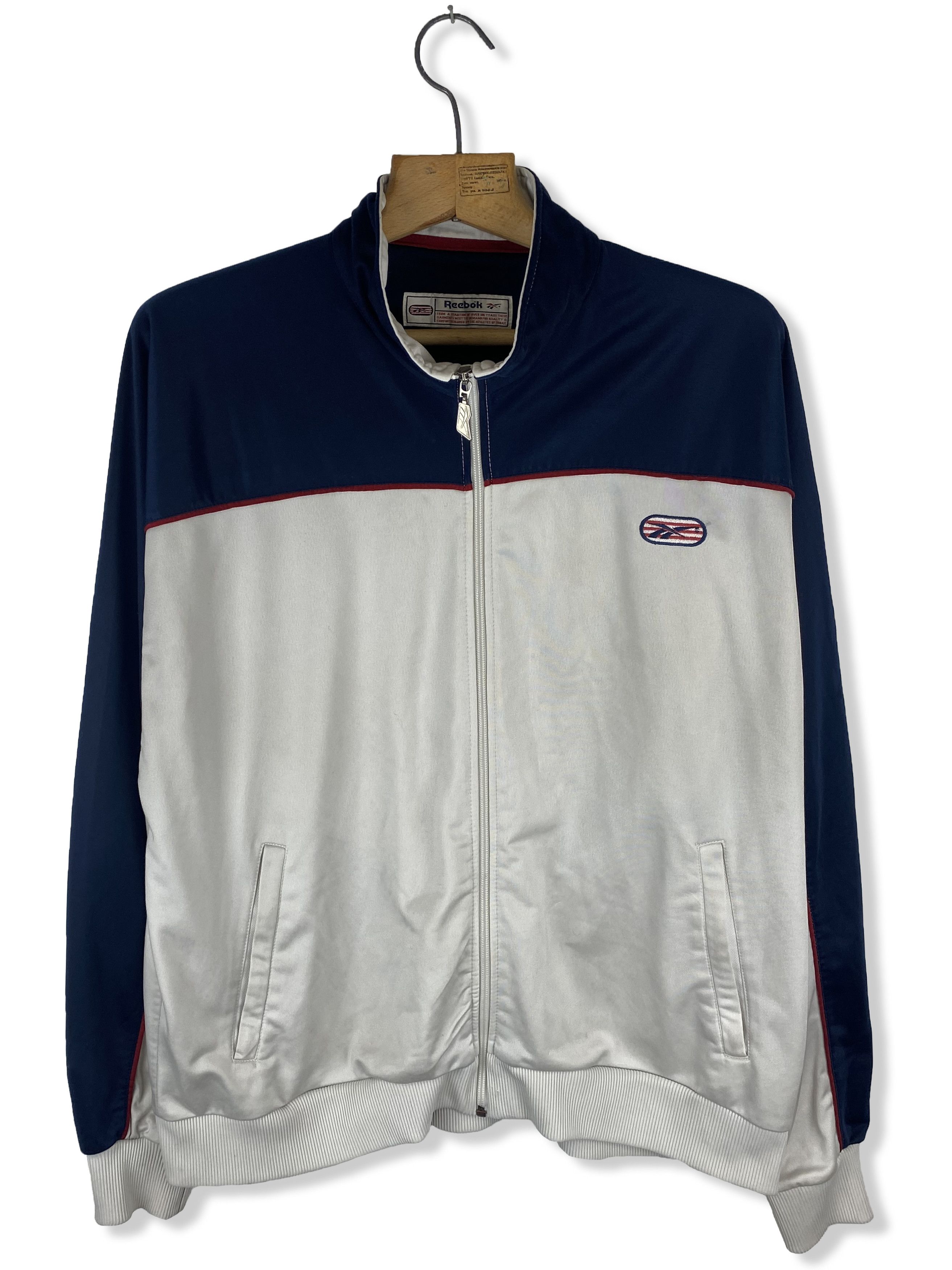 Reebok 90s Vintage REEBOK Navy-White Zip Track Top M316 Size US XL / EU 56 / 4 - 1 Thumbnail