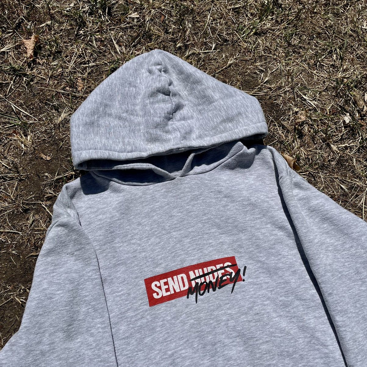Vintage Vintage 90s Send Nudes Graphic Hoodie Oversized Grey Drip M Size US M / EU 48-50 / 2 - 4 Thumbnail