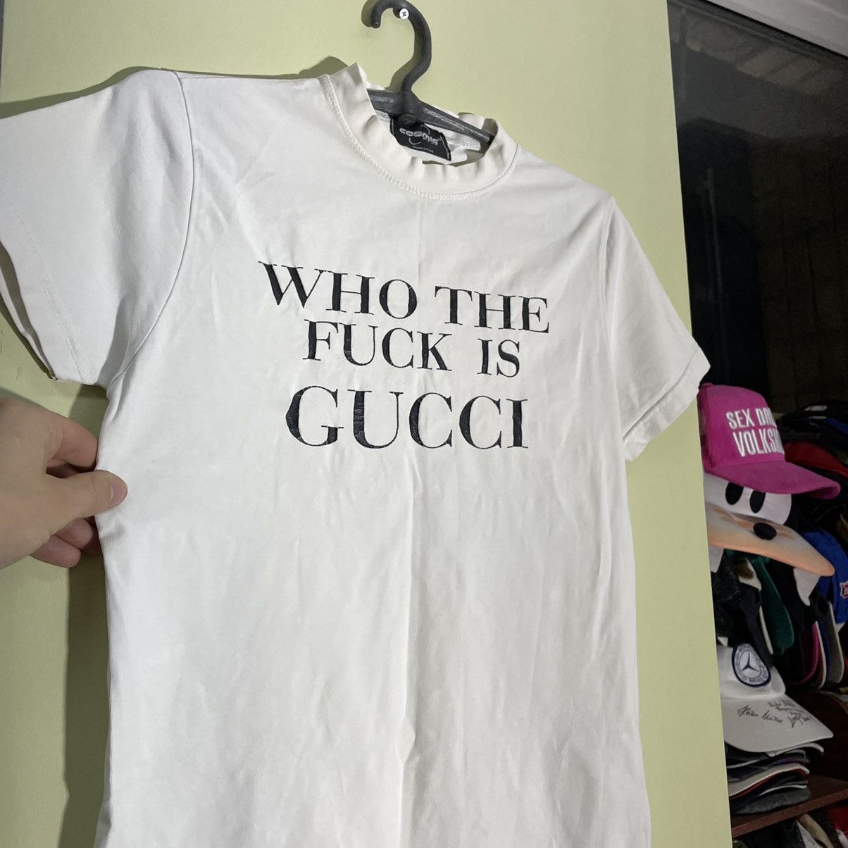 Vintage Vintage 90s Gucci Graphic Tee Streetwear Humor White Faded S Size US S / EU 44-46 / 1 - 2 Thumbnail