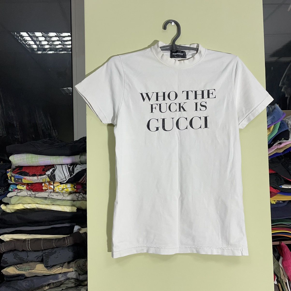 Vintage Vintage 90s Gucci Graphic Tee Streetwear Humor White Faded S Size US S / EU 44-46 / 1 - 4 Thumbnail
