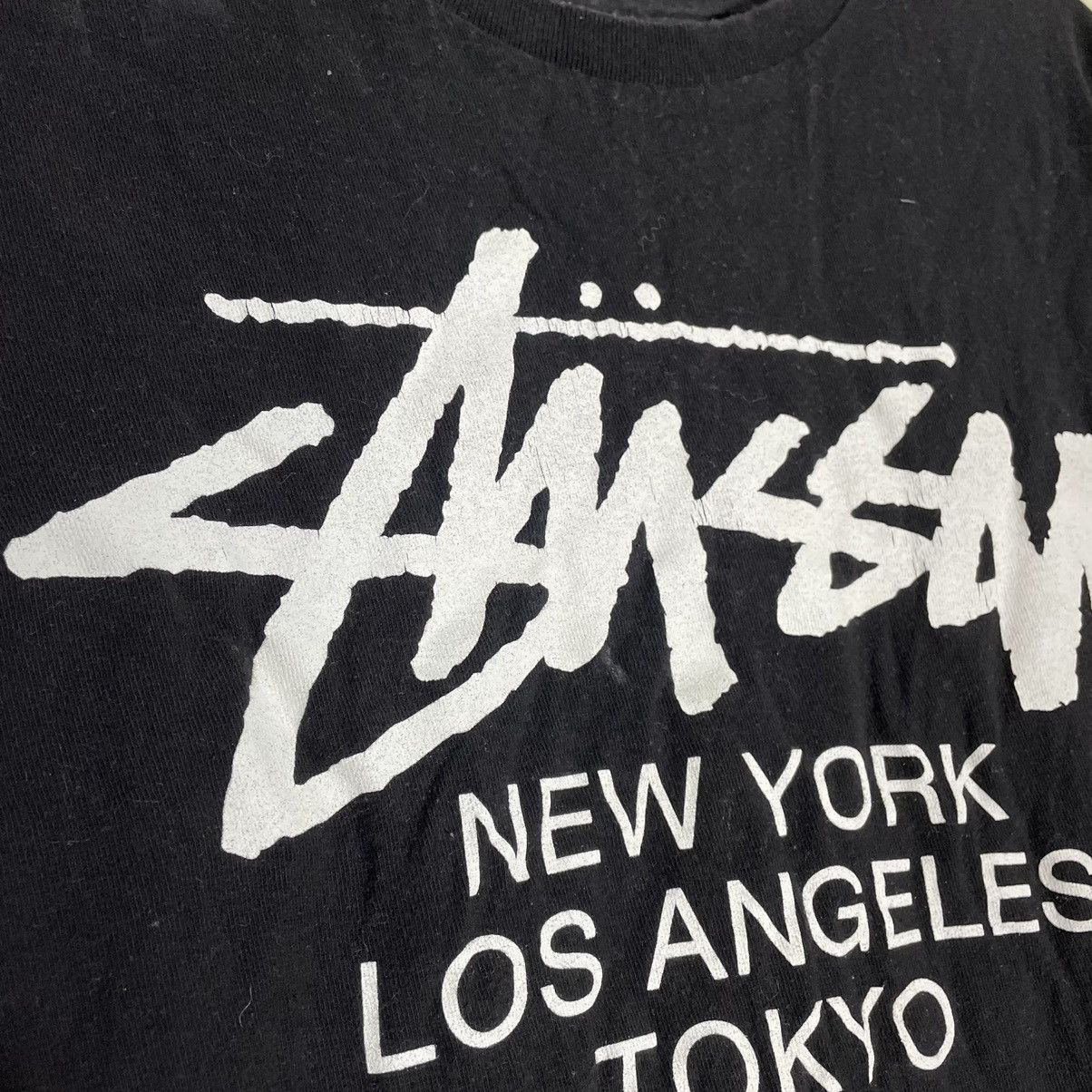 Vintage Vintage 90s Stussy Graphic Tee Faded Black Streetwear Goth L Size US L / EU 52-54 / 3 - 6 Thumbnail