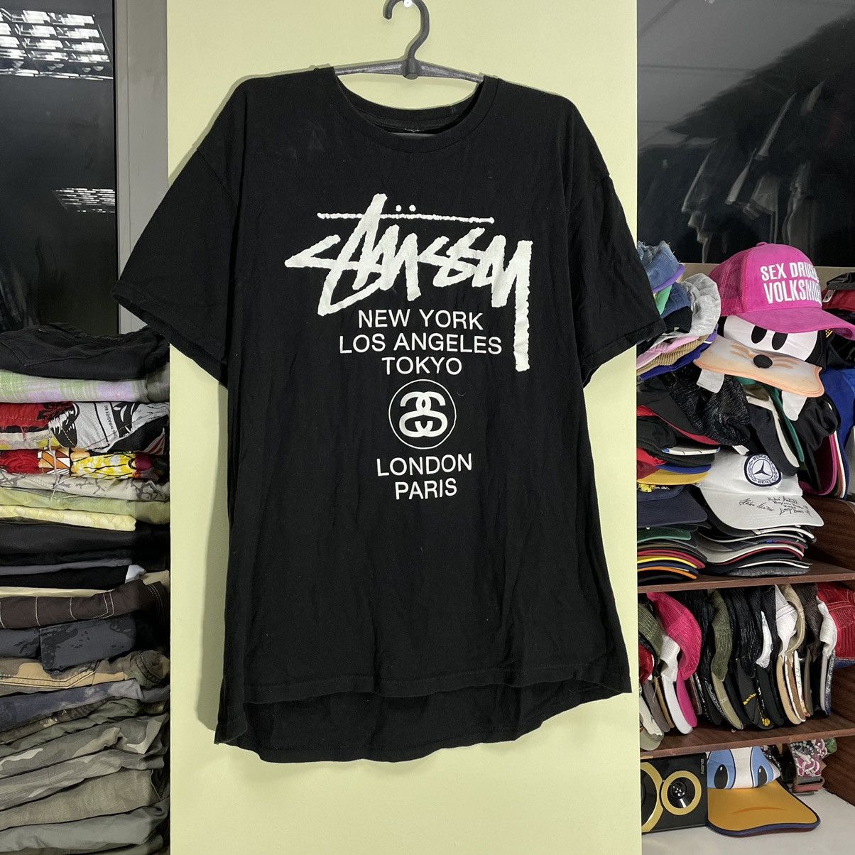 Vintage Vintage 90s Stussy Graphic Tee Faded Black Streetwear Goth L Size US L / EU 52-54 / 3 - 2 Thumbnail