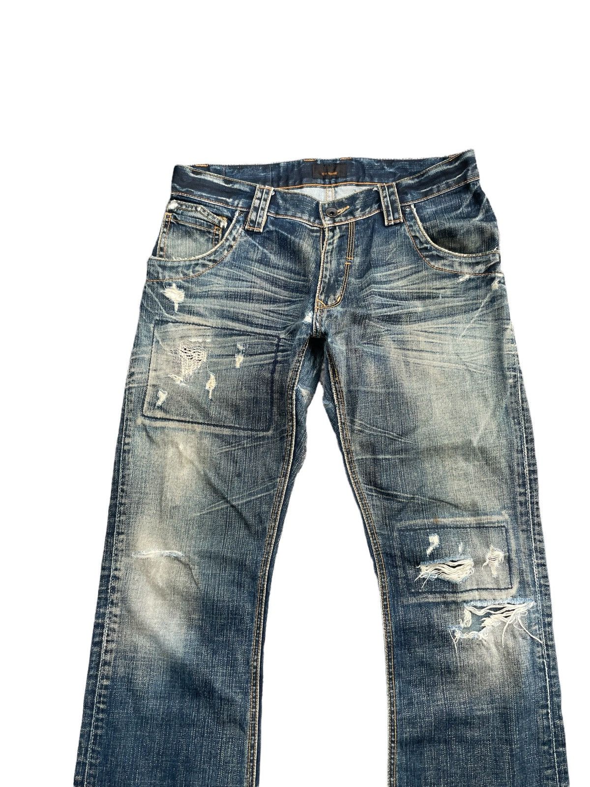 Japanese Brand Flare Tete Homme Distresed Rework Denim Size US 33 - 5 Thumbnail